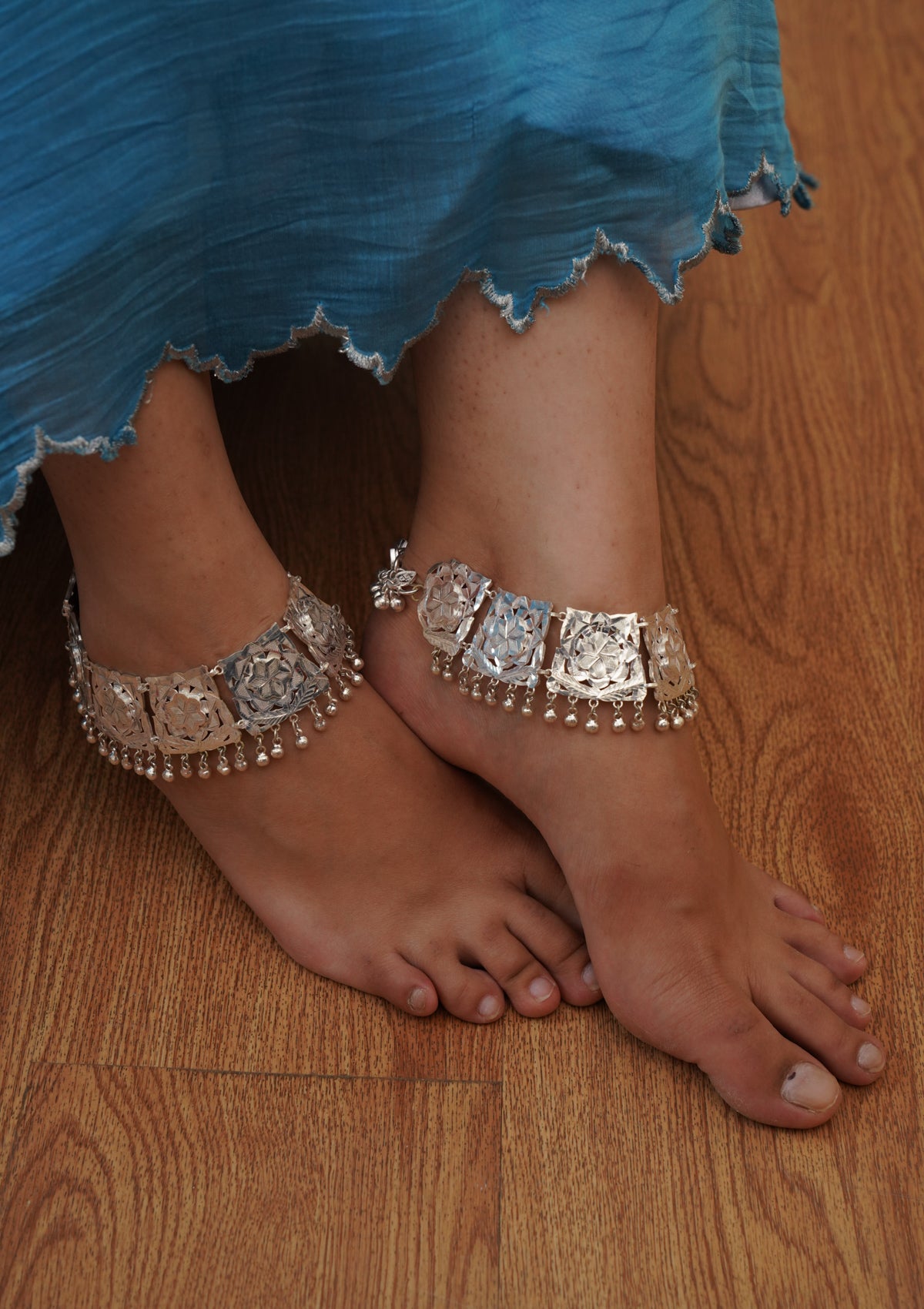 Aaghnya Handmade Silver Anklets