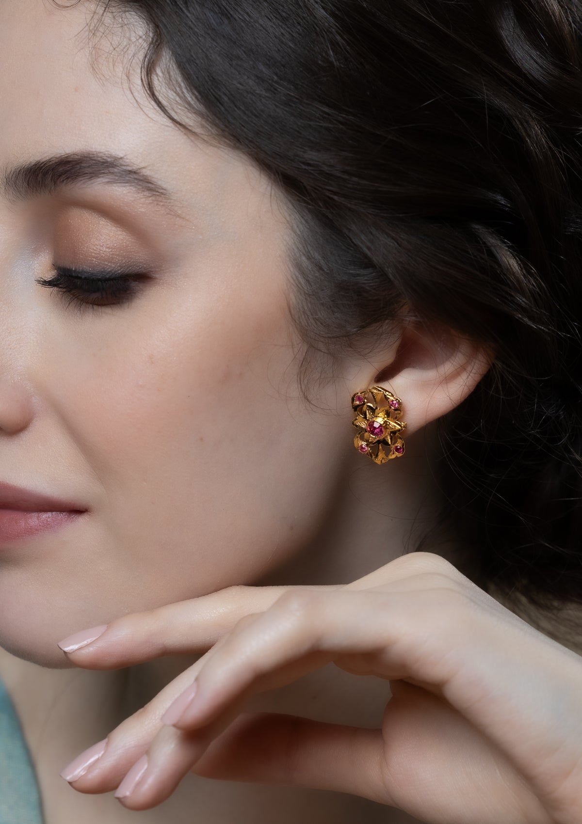 Sarika Gold Tone Silver Earrings