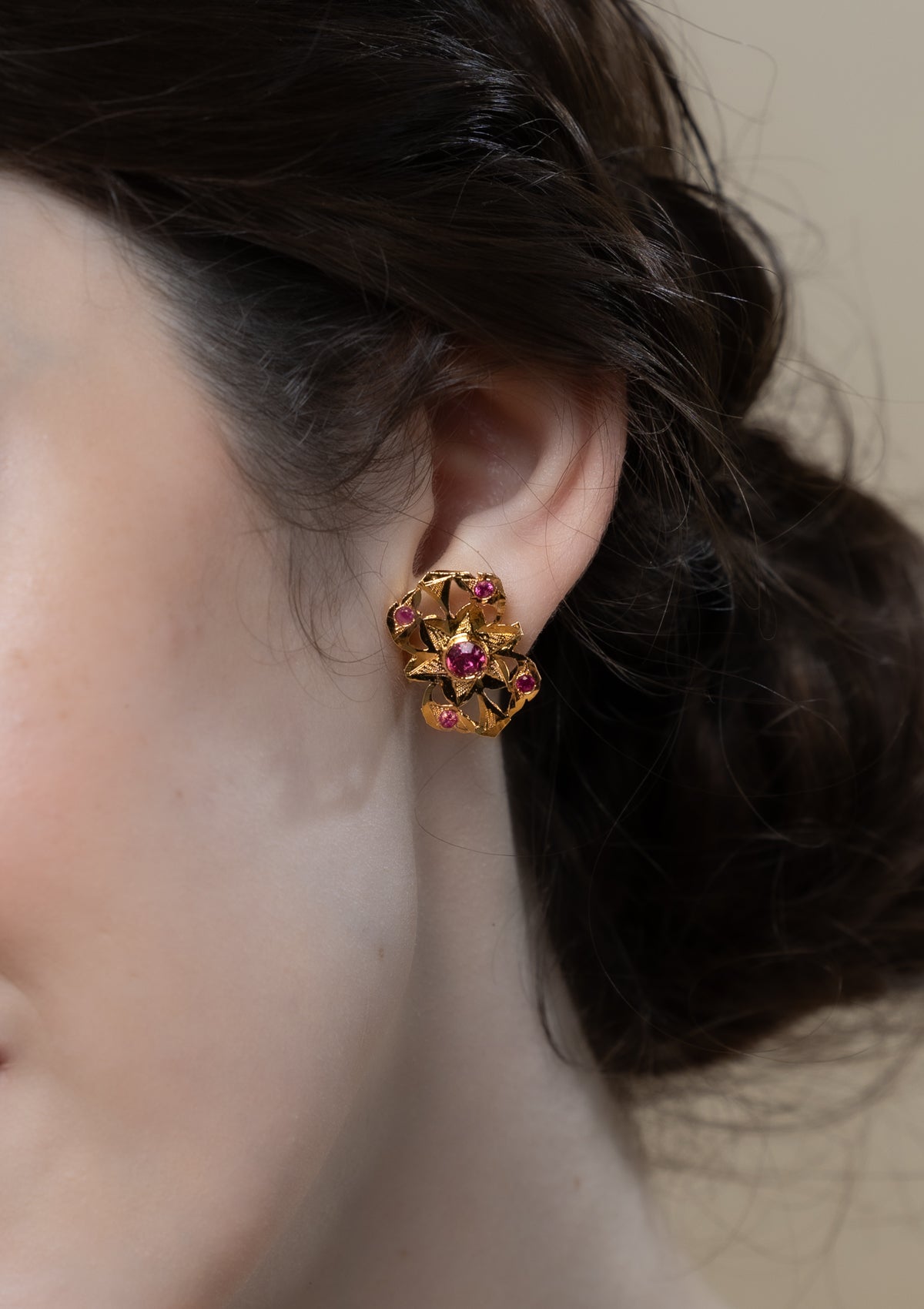 Sarika Gold Tone Silver Earrings