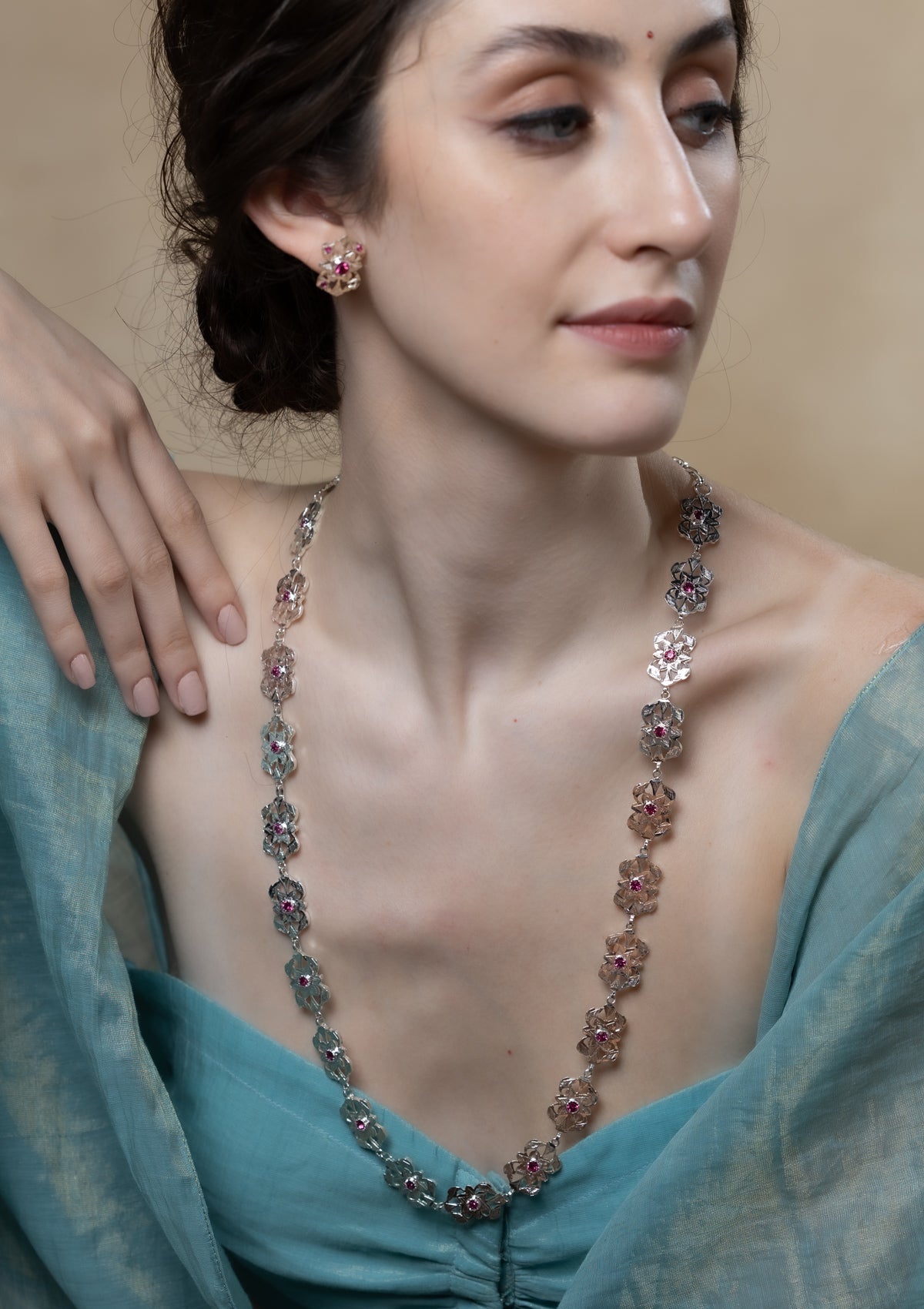 Sarika Handmade Silver Necklace & Earrings Set