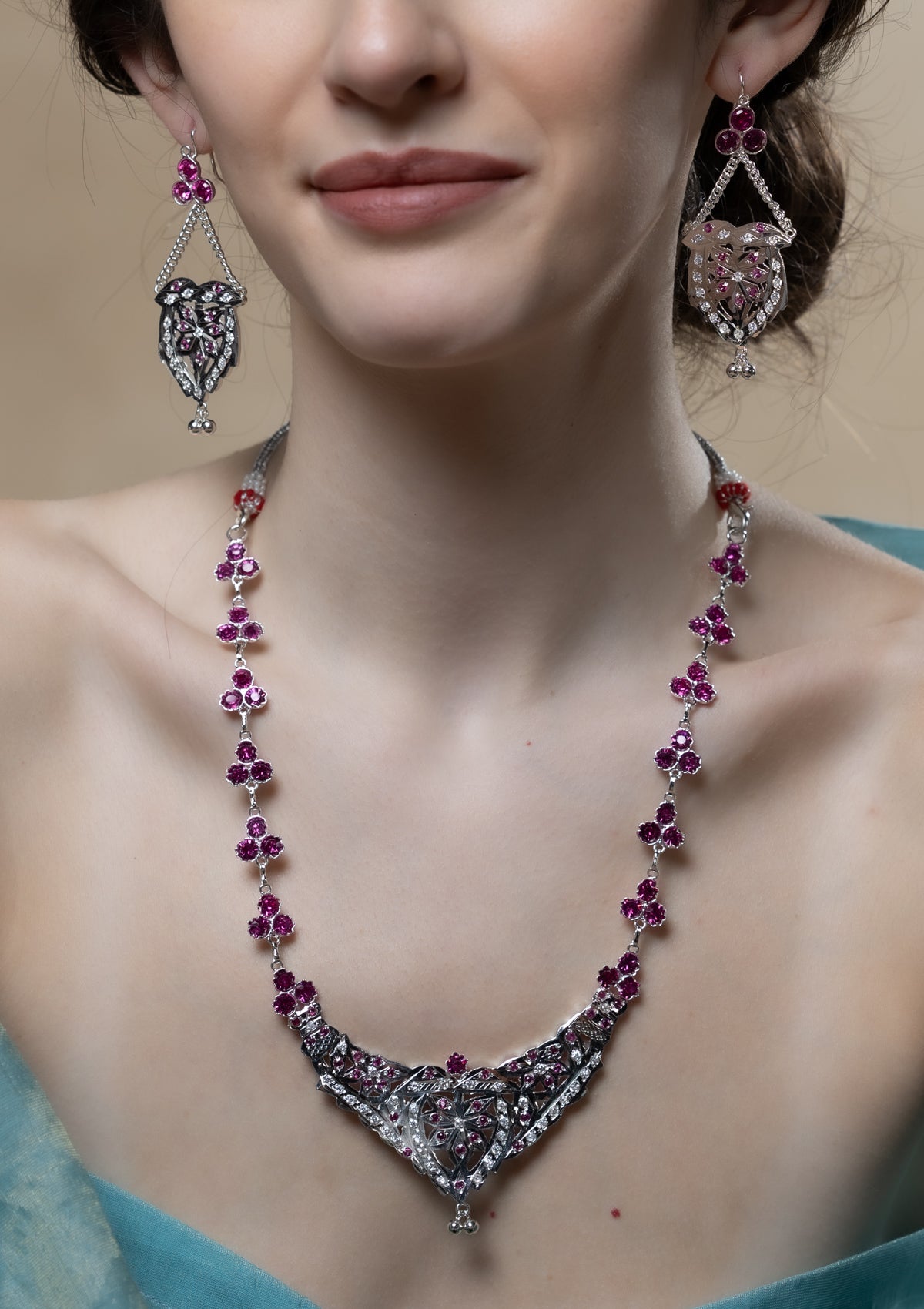 Nabila Handmade Silver  Necklace & Earrings Set
