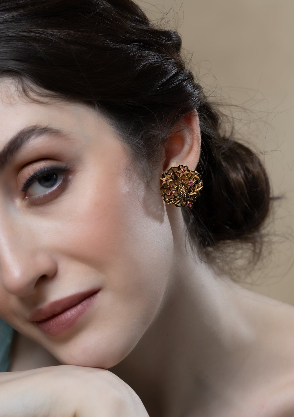 Ezza Gold Tone Silver Earrings