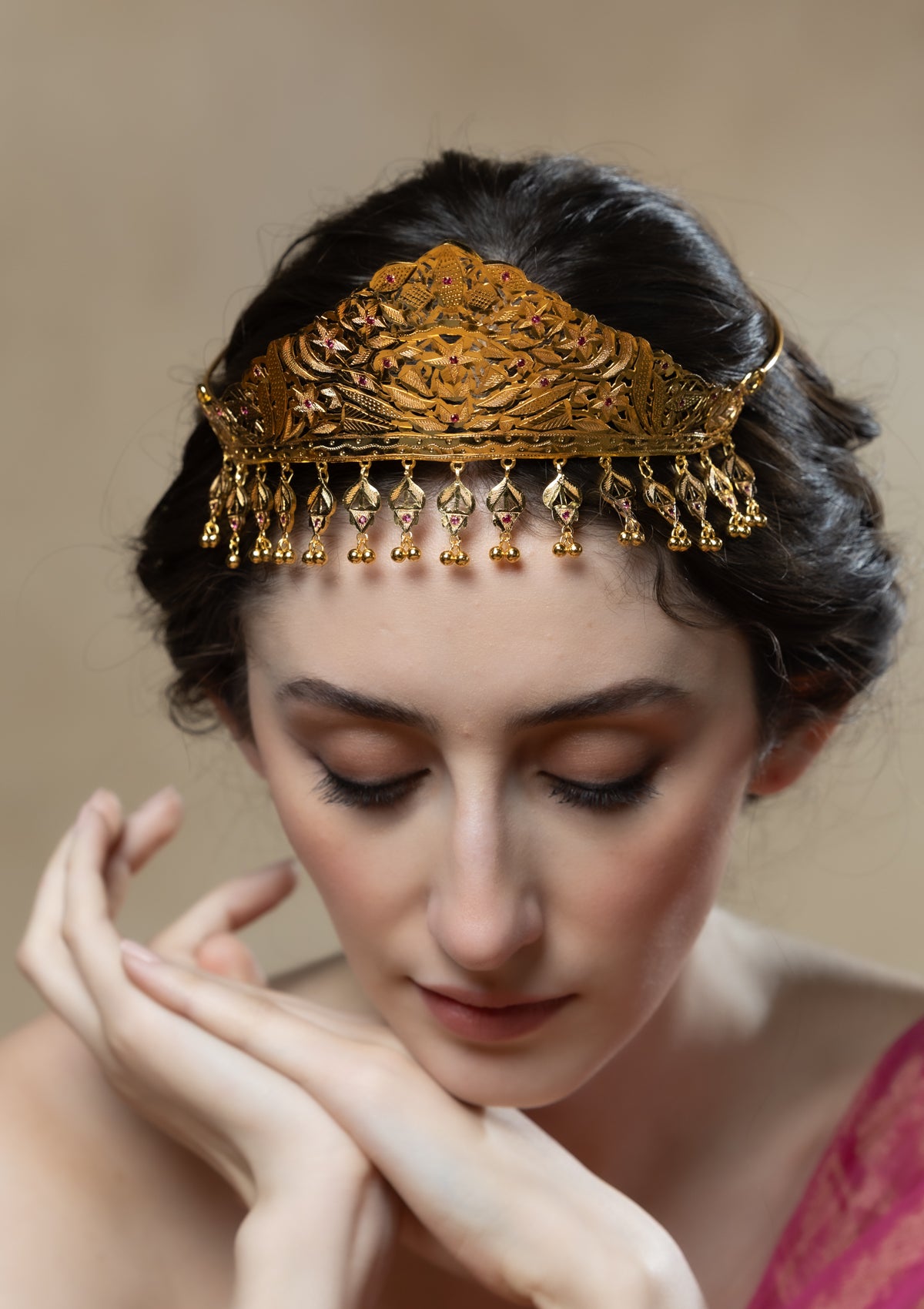 Halima Gold Tone Silver Mukut