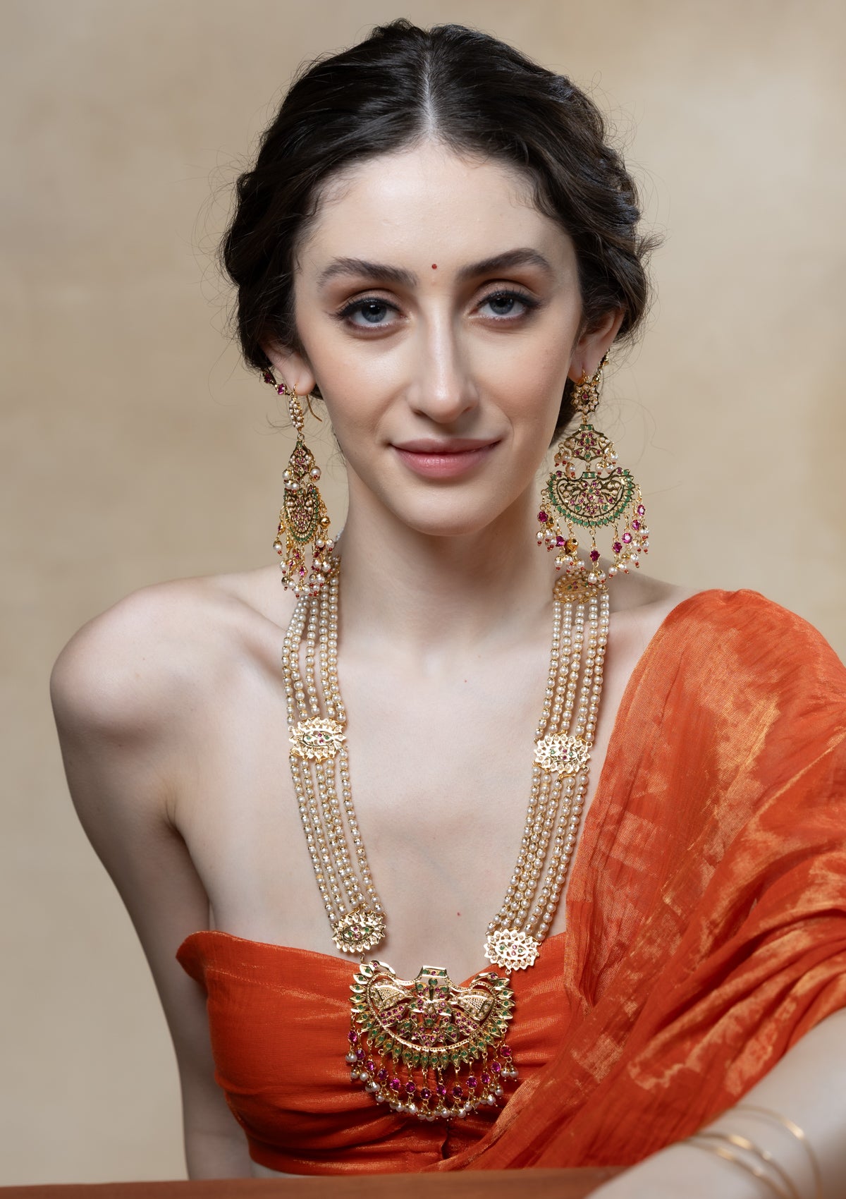 Sabira Gold Tone Silver Necklace & Earrings Set