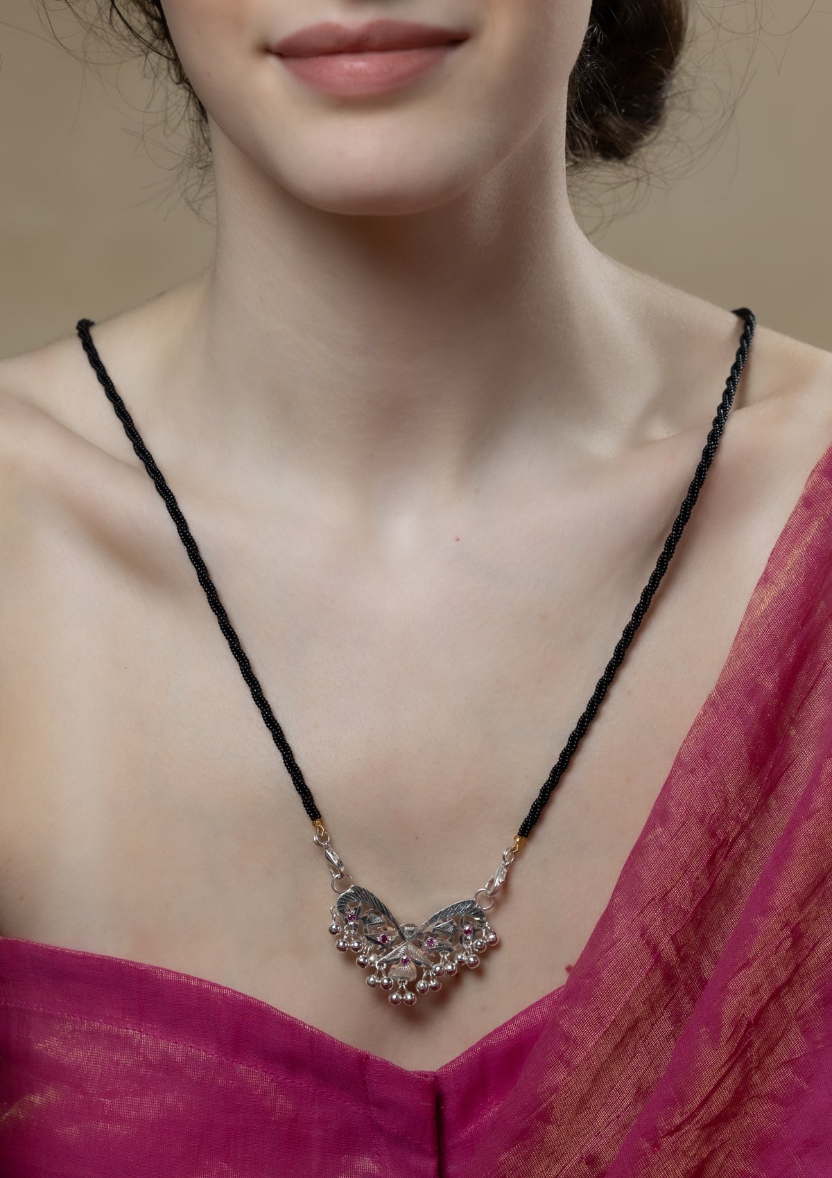 Kumkum Handmade Silver Mangalsutra
