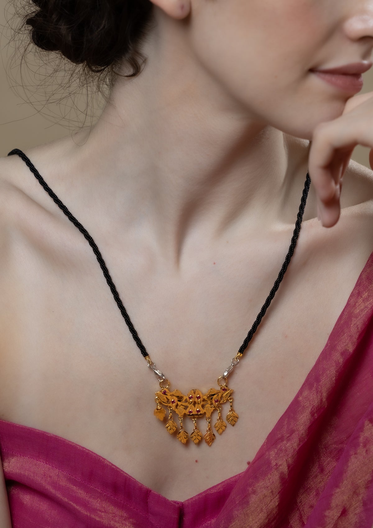 Afreen Gold Tone Silver Mangalsutra