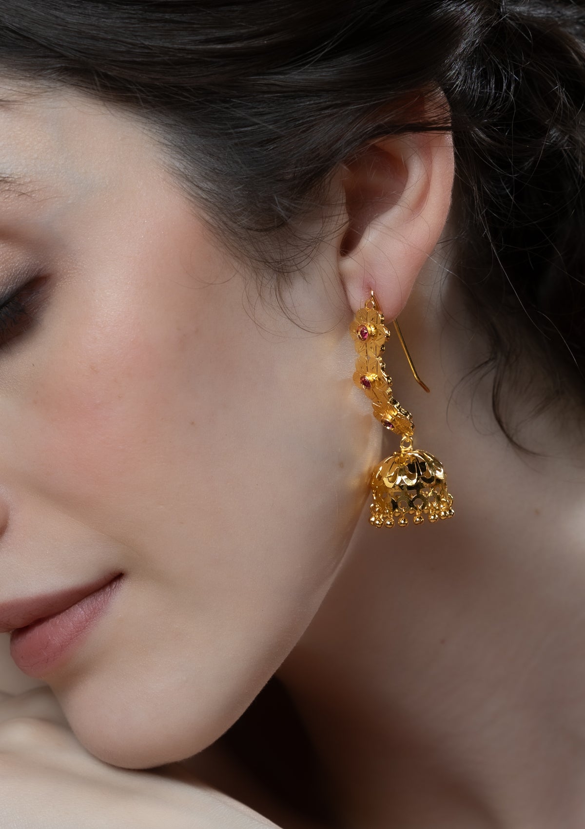 Ruhi Gold Tone Silver Earrings
