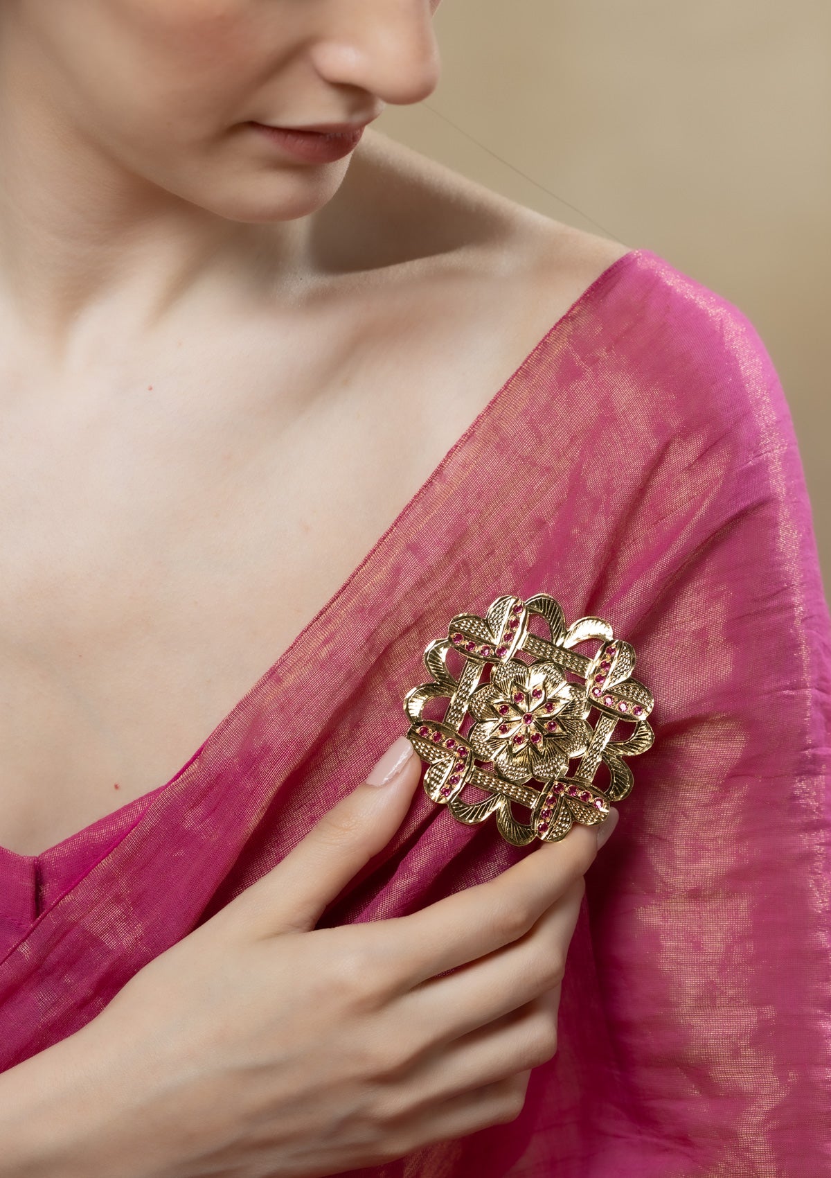 Gulbano Gold Tone Silver Brooch