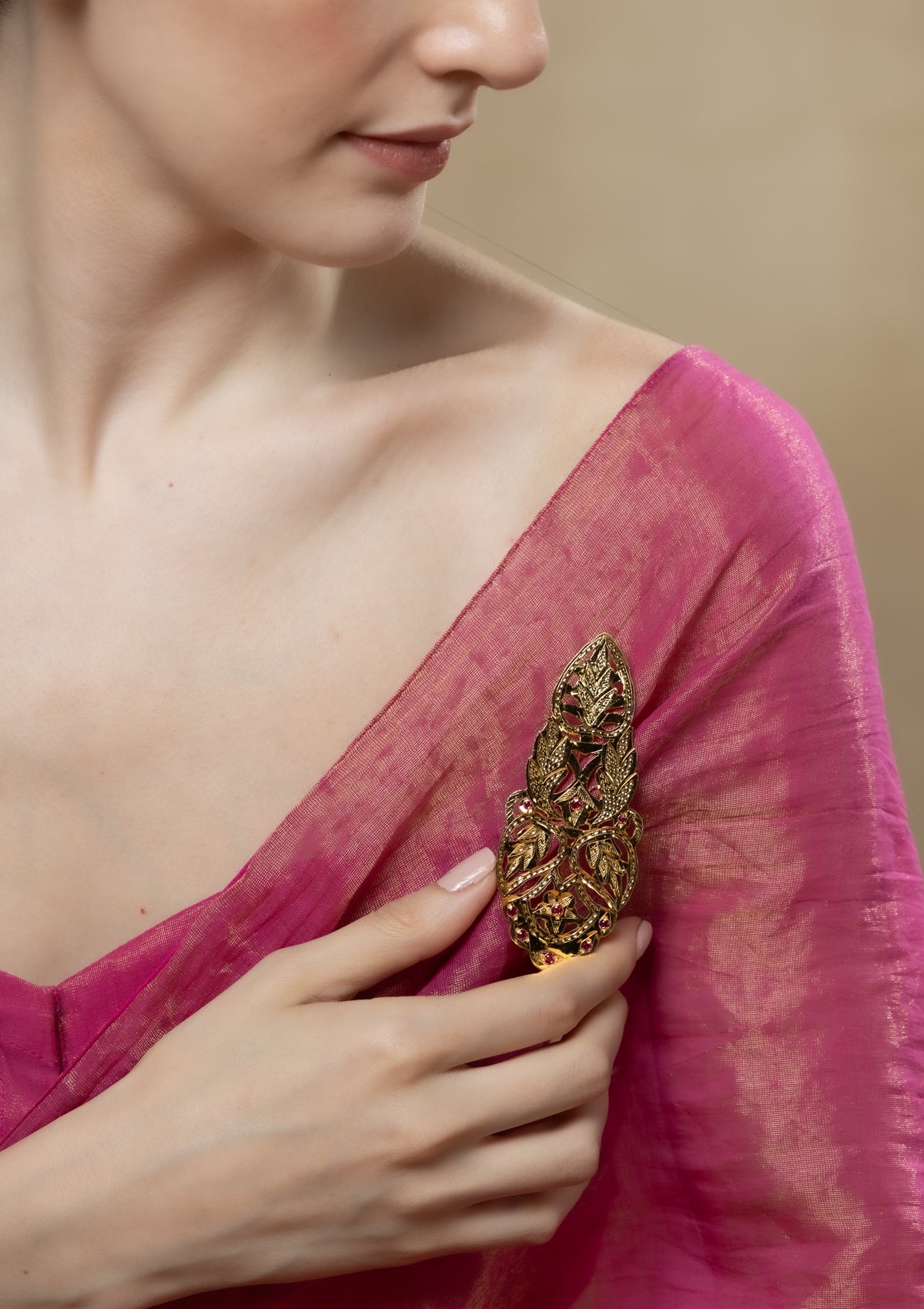 Nhazia Gold Tone Silver Brooch