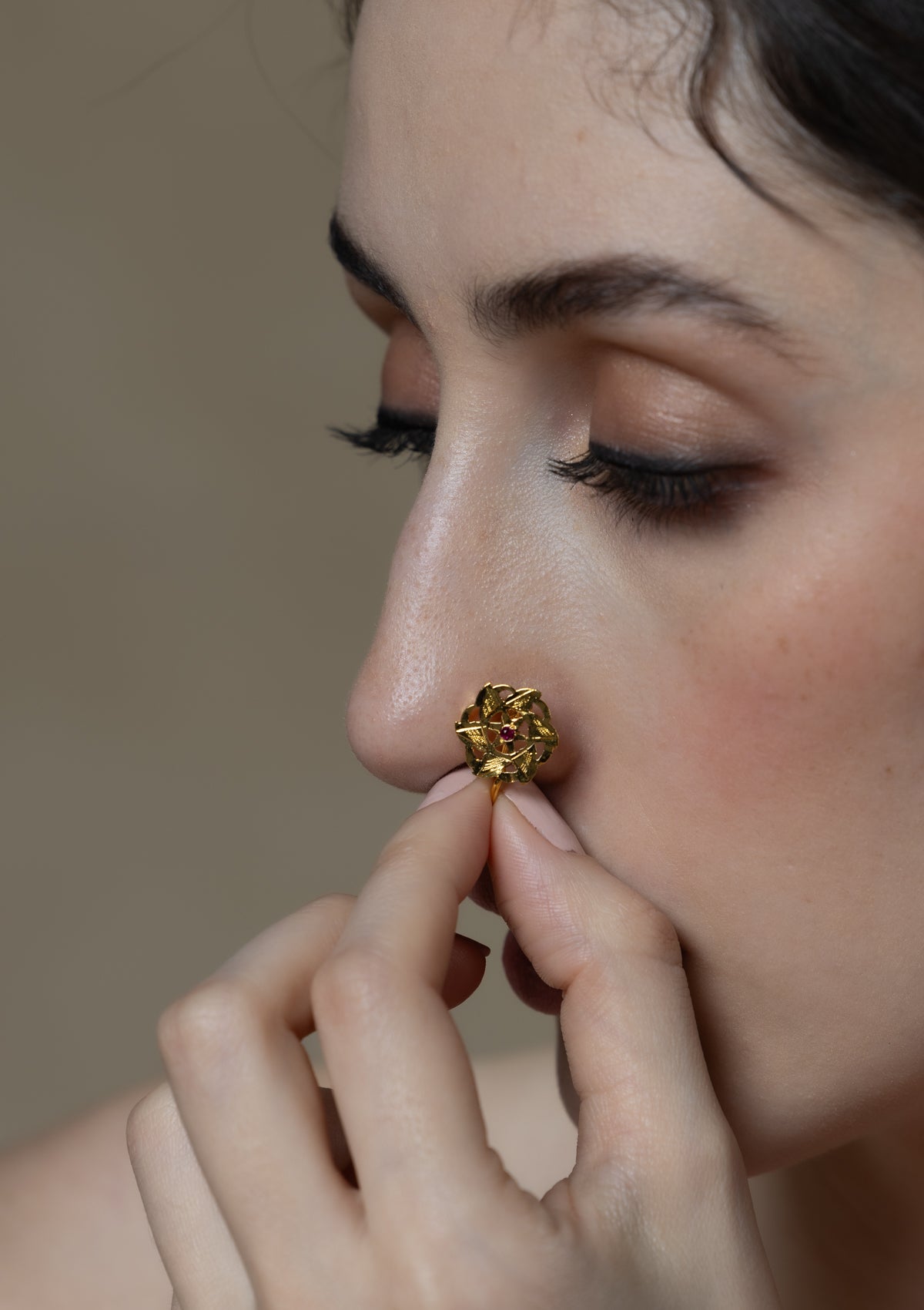 Sobia Gold Tone Silver Nosepin