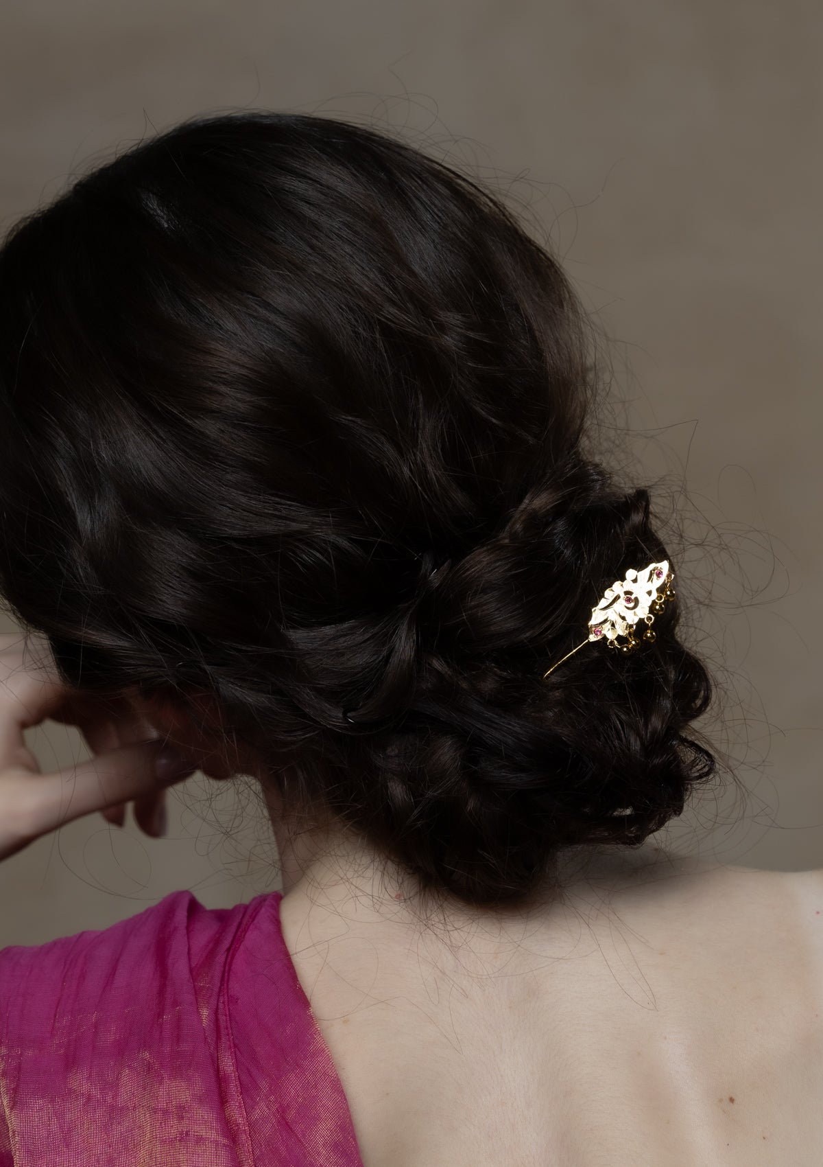 Ena Gold Tone Silver Hairpin