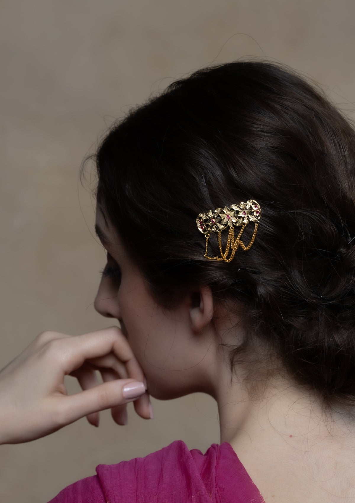 Najma Gold Tone Silver Hairpin