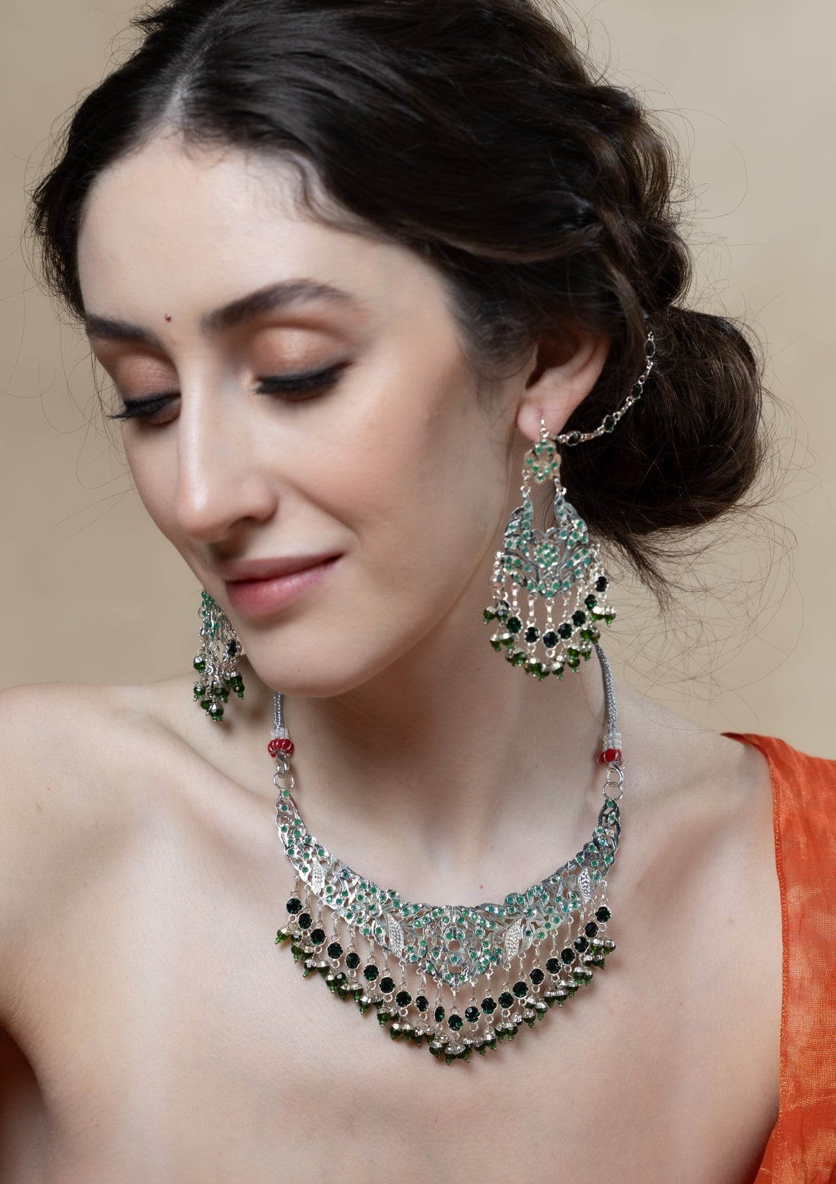 Yashomati Handmade Silver Necklace & Earrings Set