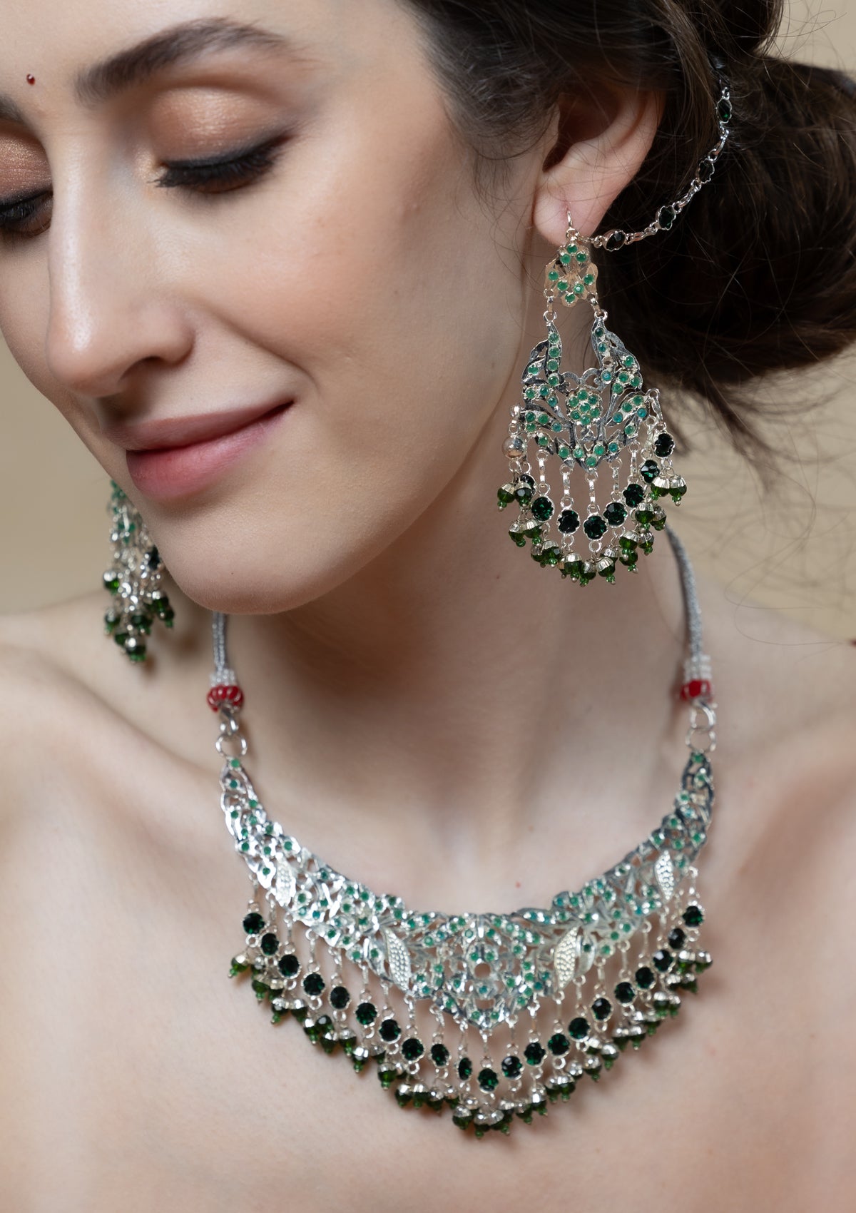 Yashomati Handmade Silver Necklace & Earrings Set