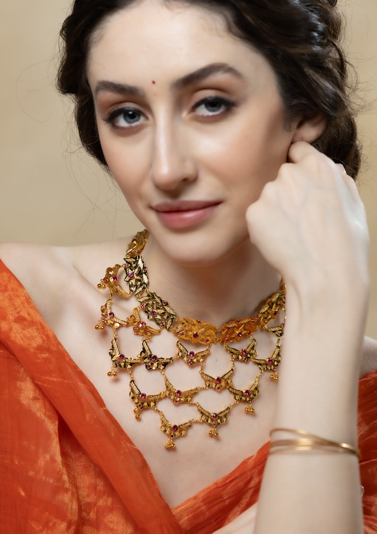 Sarita Gold Tone Silver Necklace