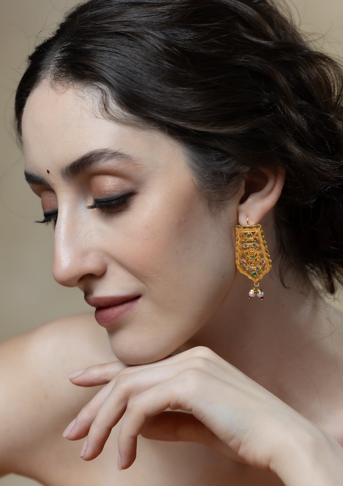 Mayuri Gold Tone Silver Earrings