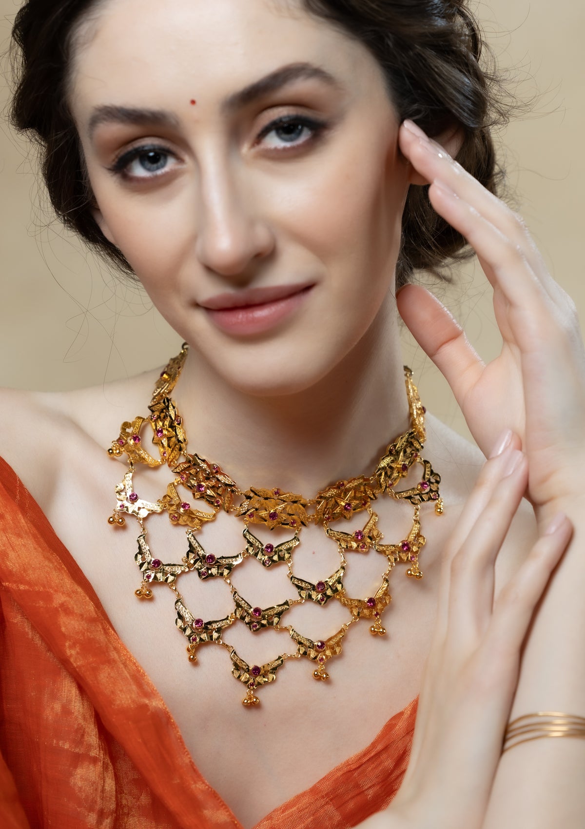 Sarita Gold Tone Silver Necklace
