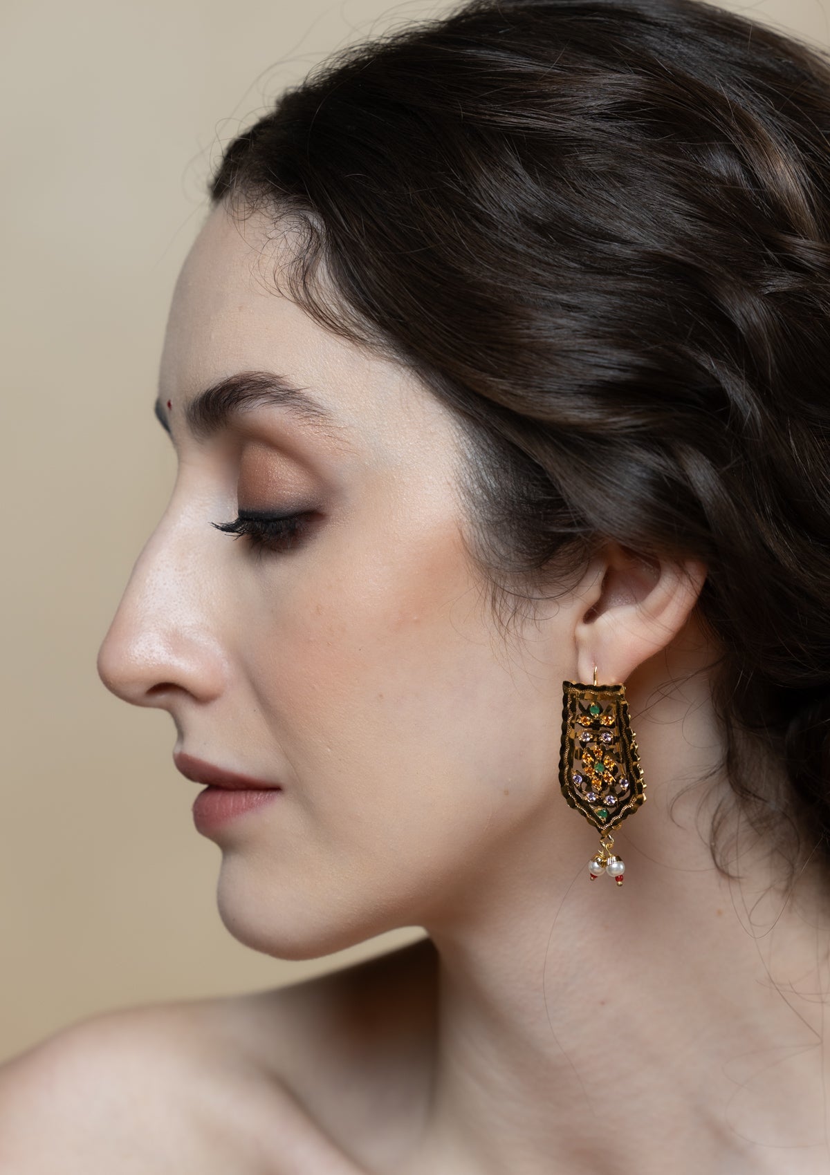 Mayuri Gold Tone Silver Earrings