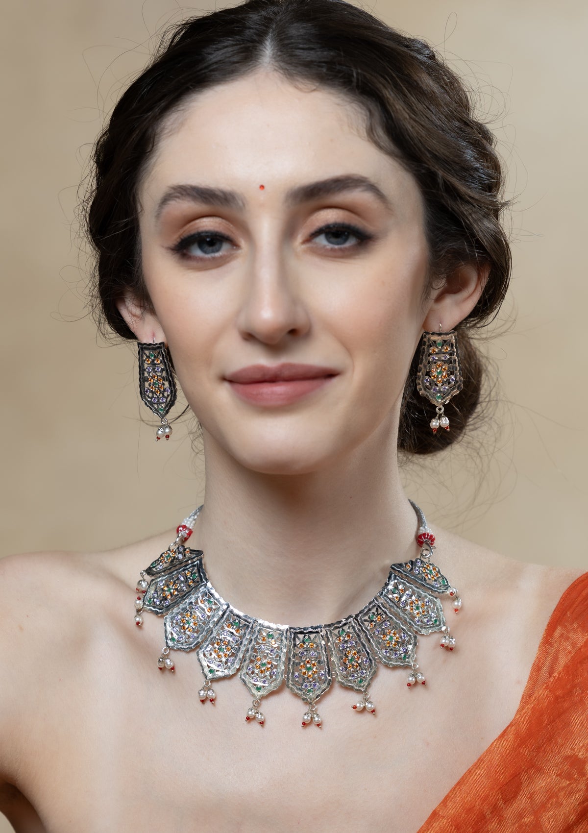 Mayuri Handmade Silver Necklace & Earrings
