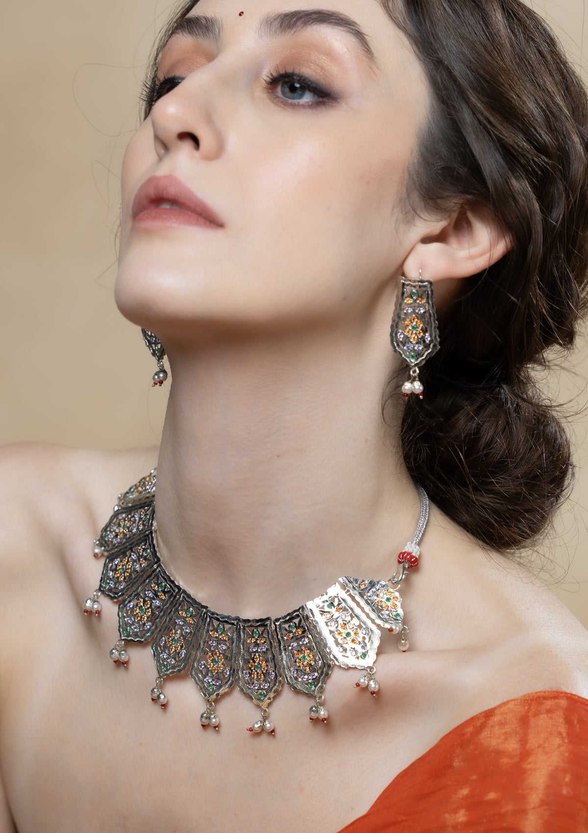 Mayuri Handmade Silver Necklace & Earrings