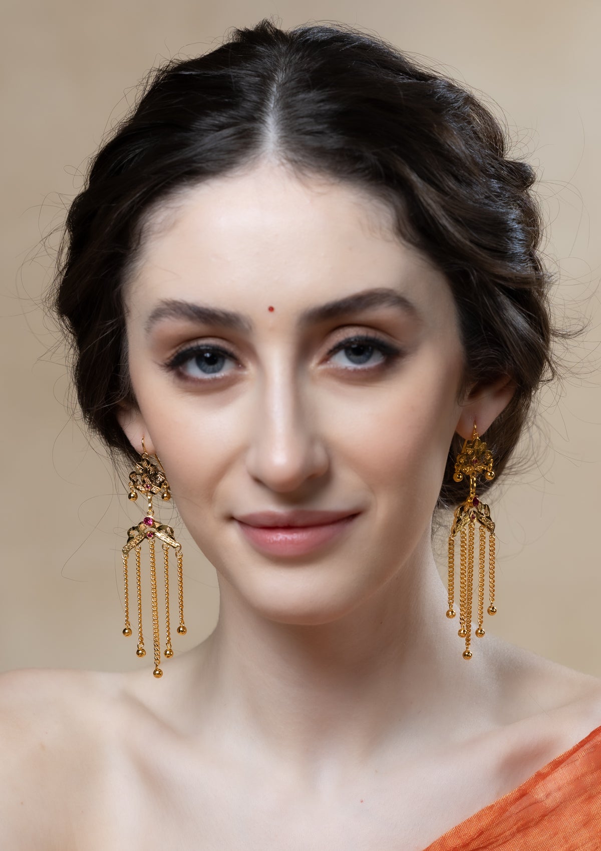 Sarita Gold Tone Silver Earrings