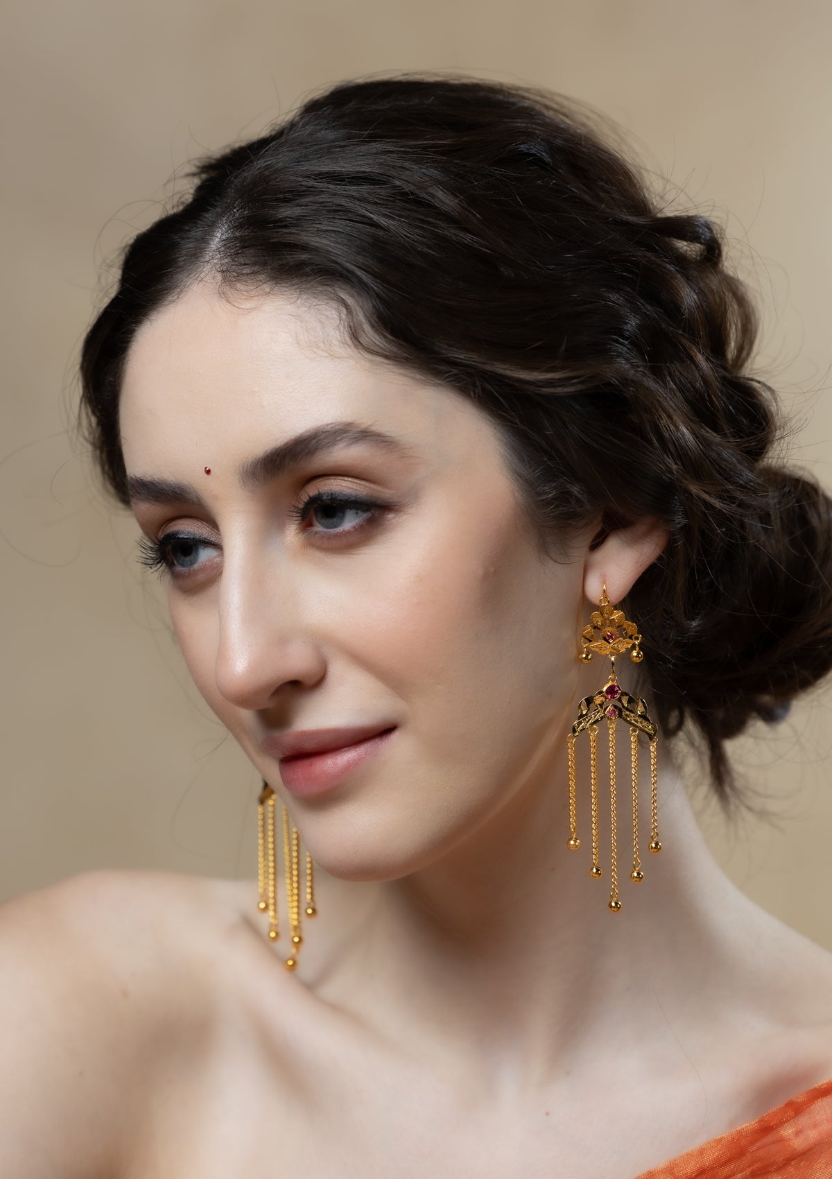 Sarita Gold Tone Silver Earrings