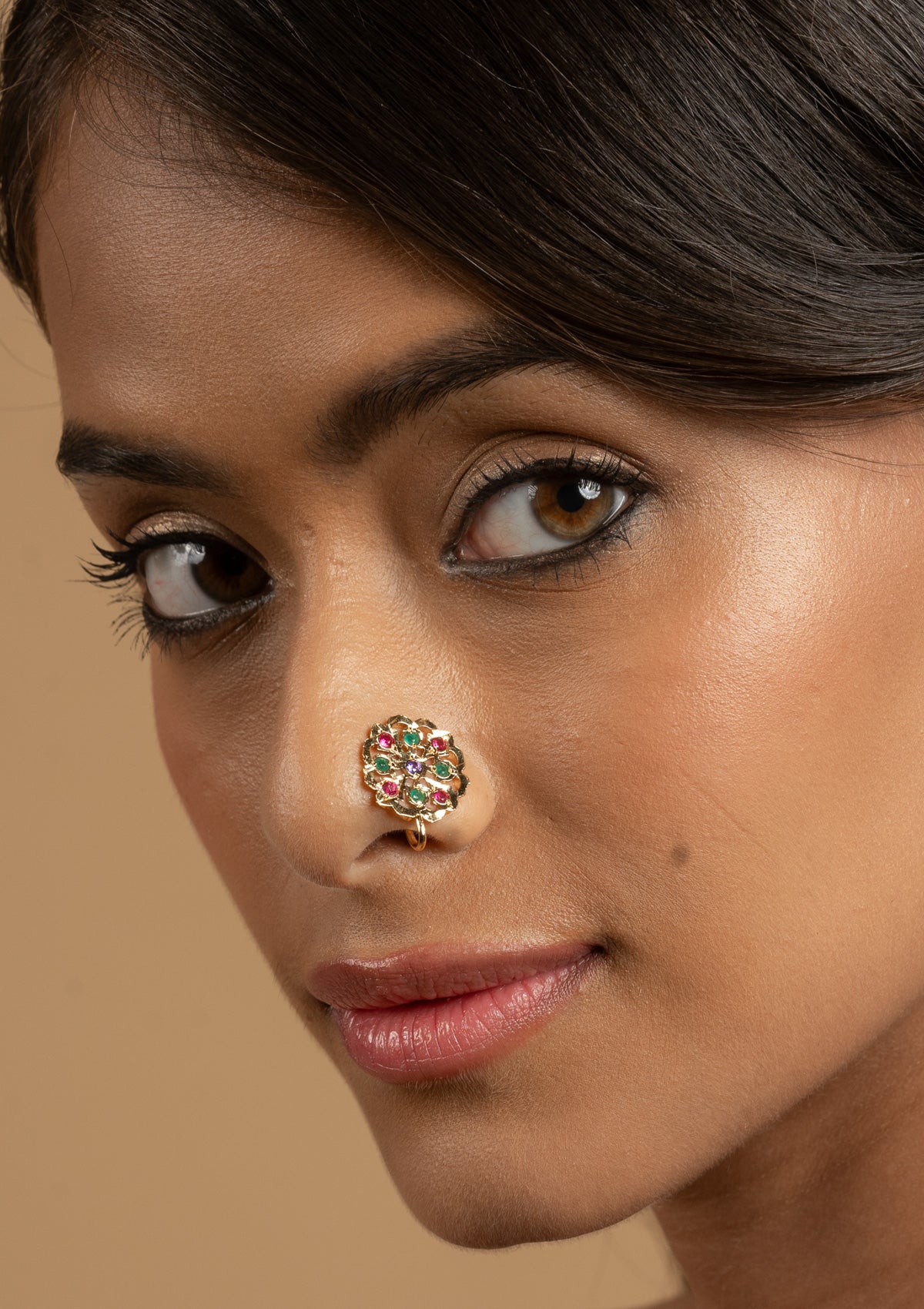 Karali Gold Tone Handmade Silver Nose Pin