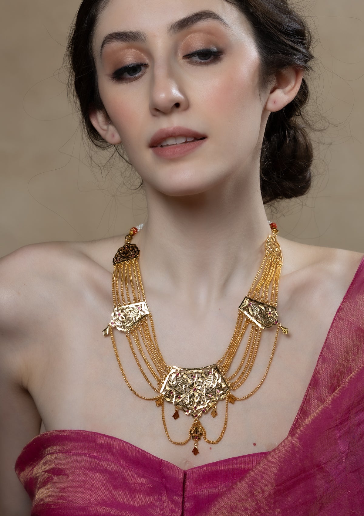 Mahira Gold Tone Silver Necklace