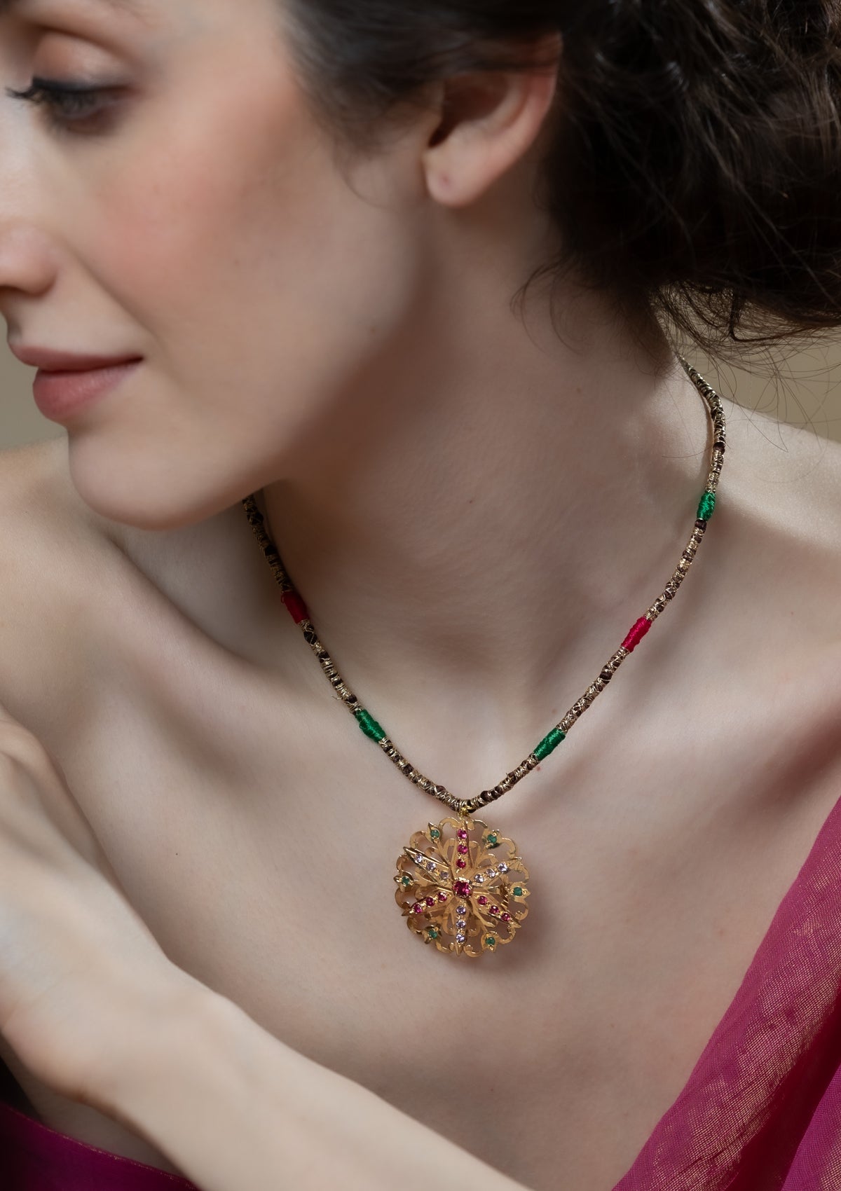 Phoolmati Gold Tone Silver Necklace