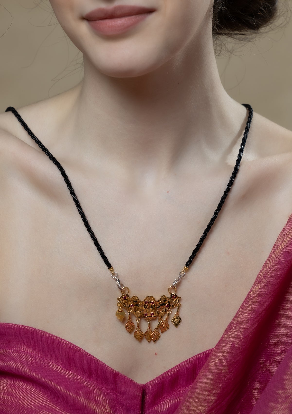 Afreen Gold Tone Silver Mangalsutra