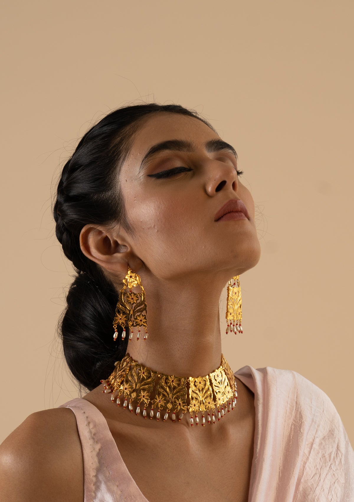 Nadira Gold Tone Necklace & Earrings Set
