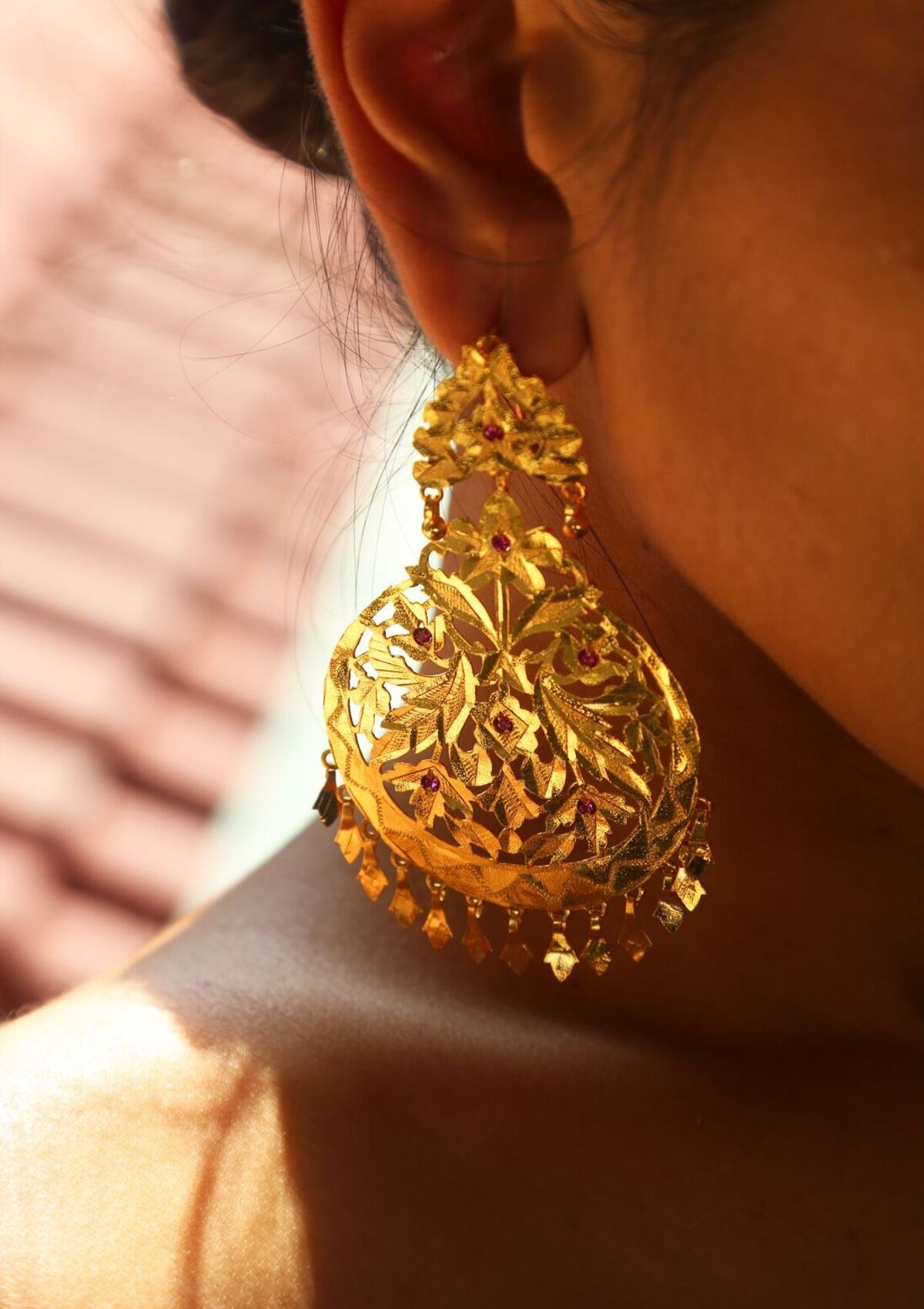 Naseera Handmade Gold Tone Silver Earrings