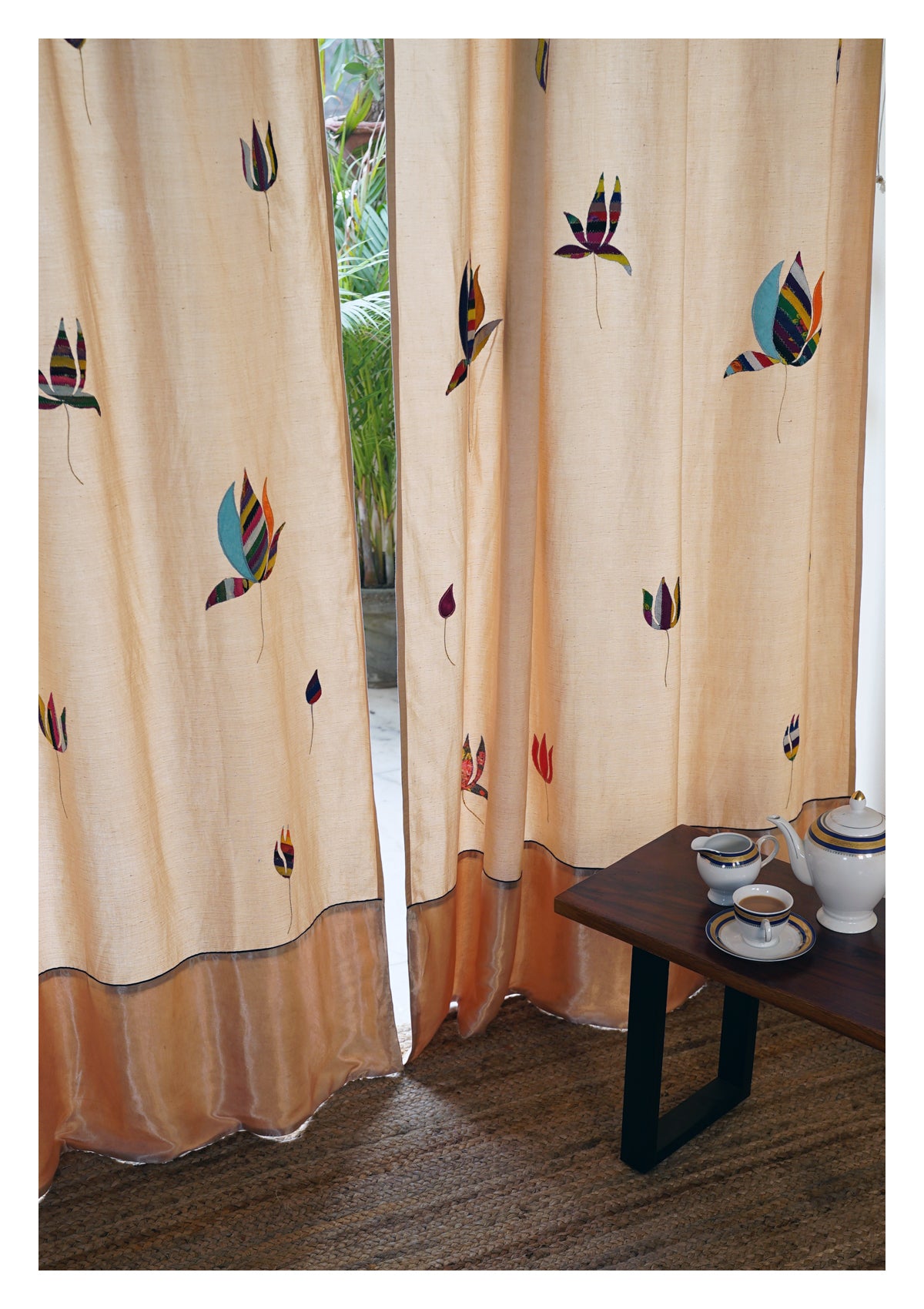 Nelumbo Beige Linen Curtain