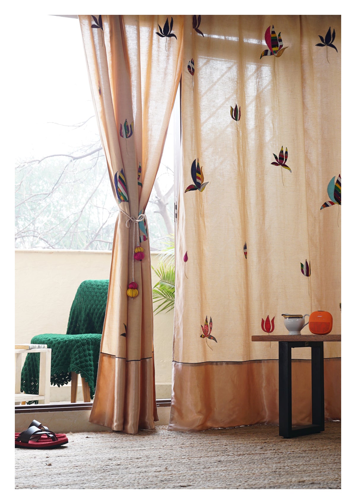 Nelumbo Beige Linen Curtain