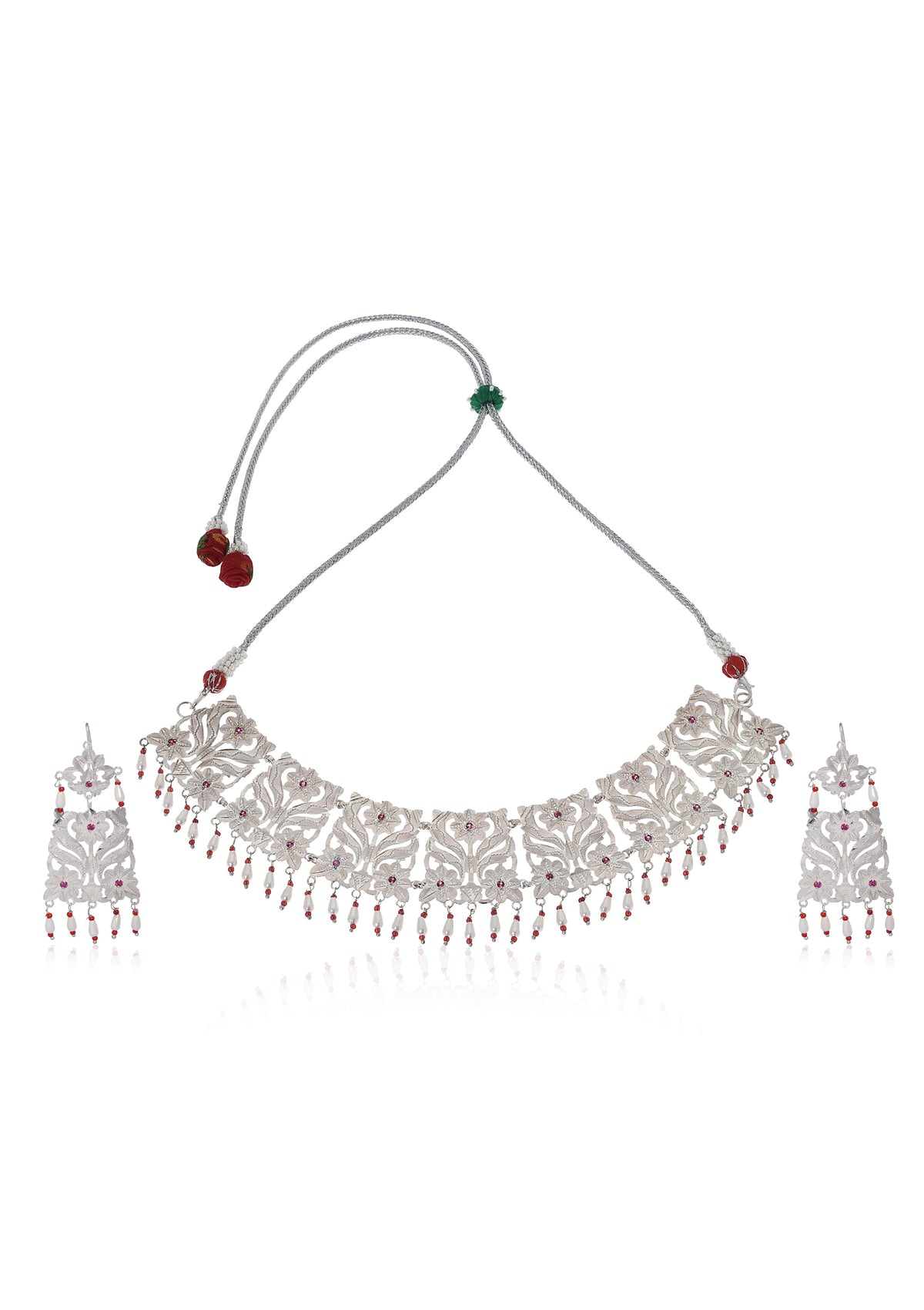 Nadira Silver Necklace & Earrings Set