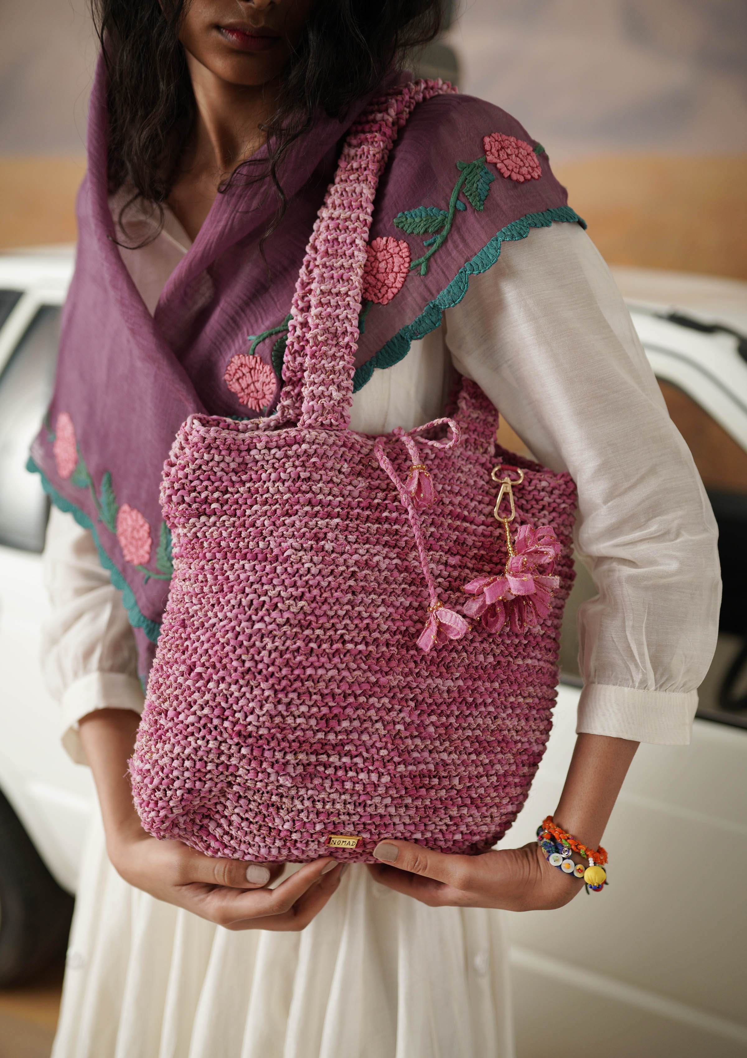 Bubblegum Bloom Knit Tote