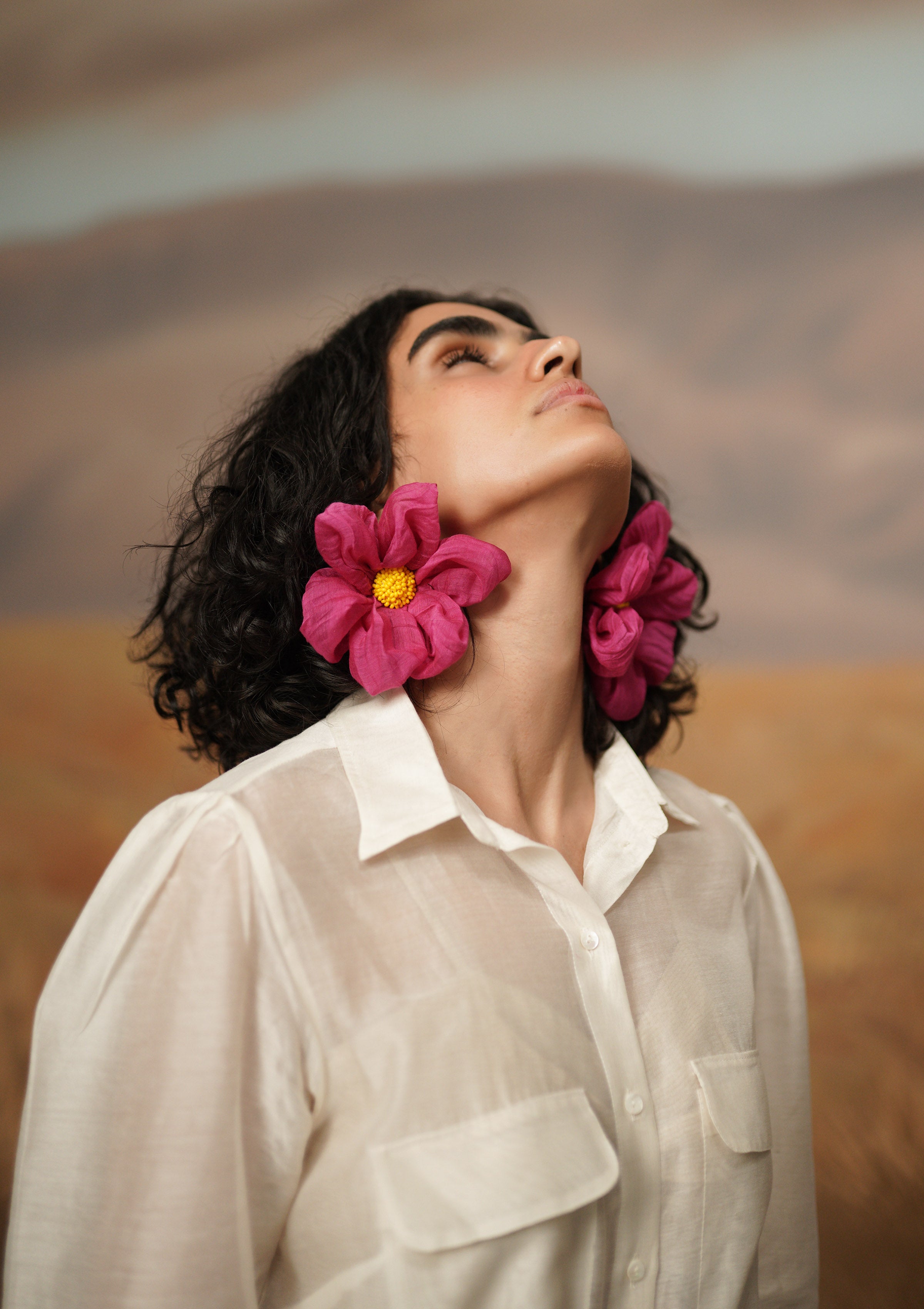 Rani Rasberry Floral Earrings