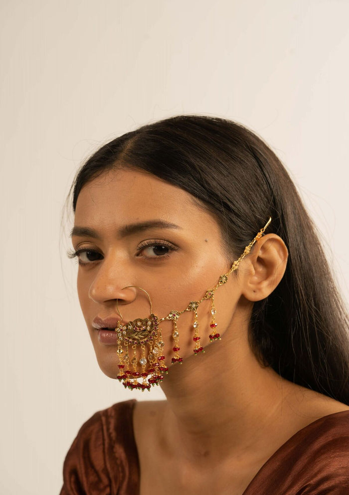 Purva Gold Tone Silver Nath