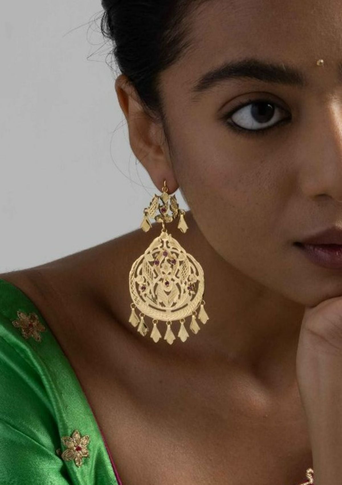 Aparna Gold Tone Silver Earrings