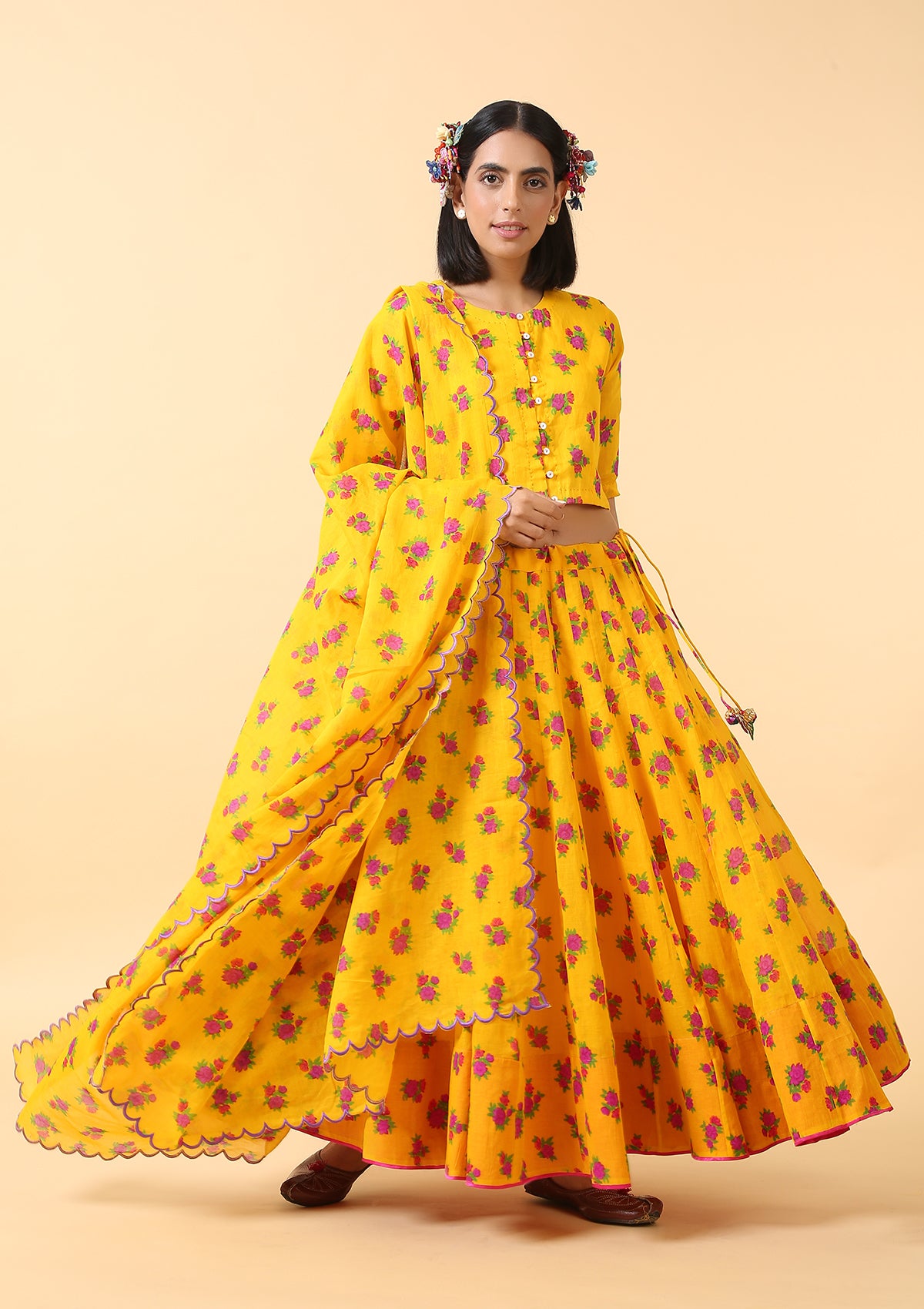 Peela Yellow Floral Skirt