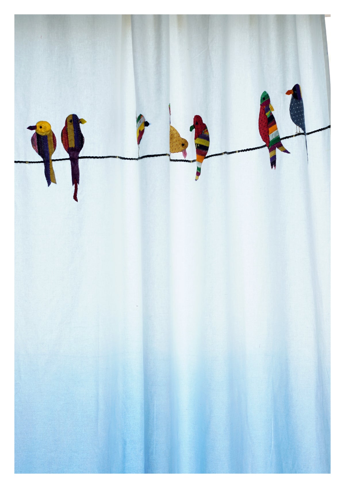 Pheasant Ombre Blue canvas Curtain