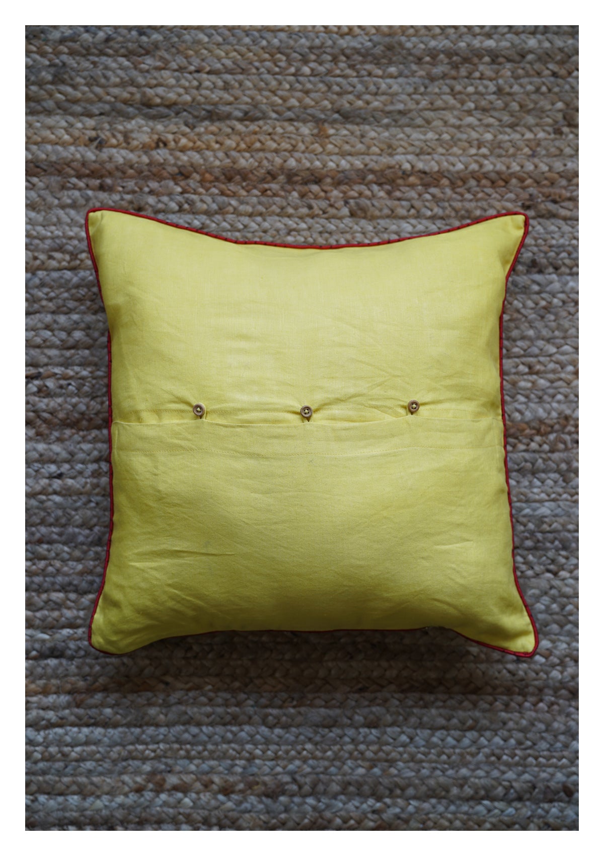 Queen Lotus Yellow Linen Cushion Cover