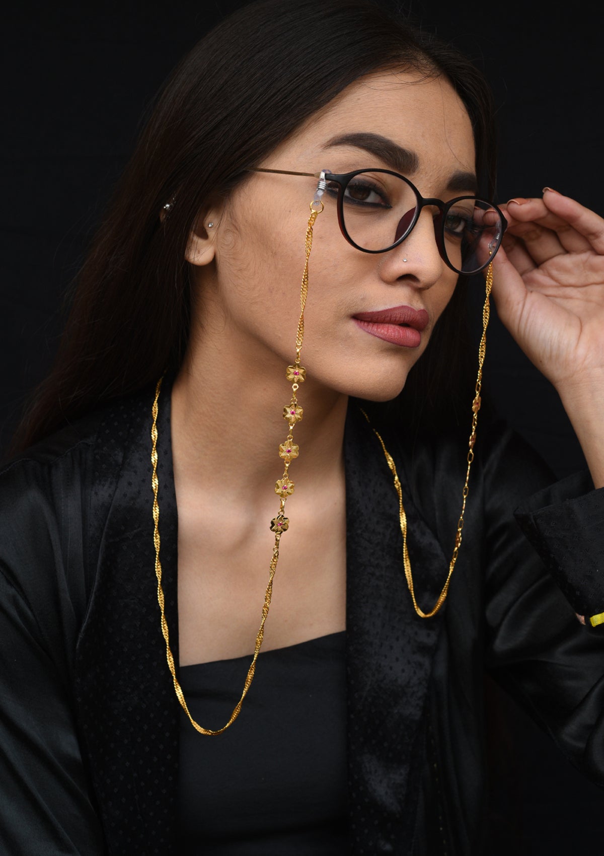 Rai Handmade Gold Tone Silver Eyewear Chain