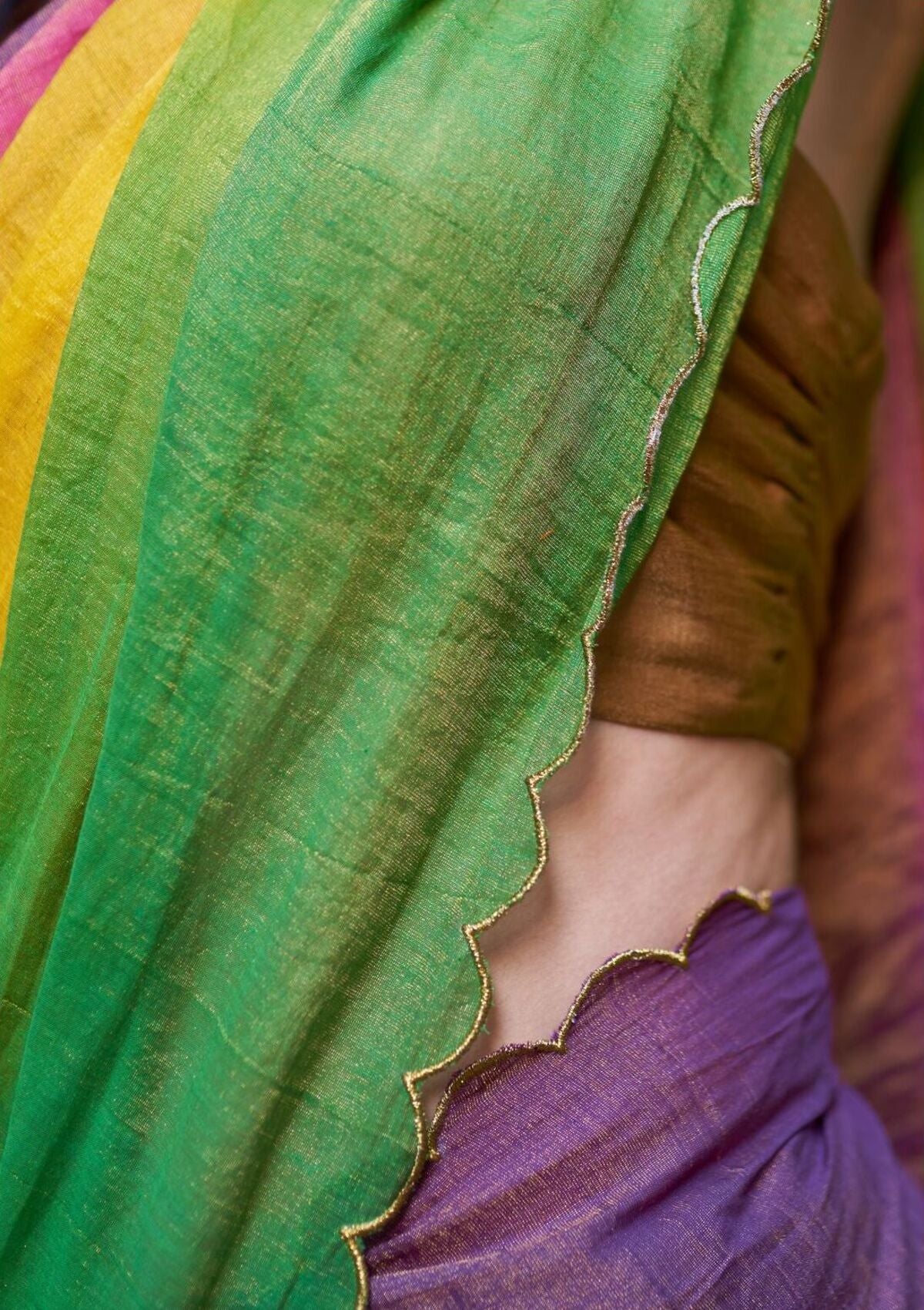 Rainbow Chanderi Tissue Saree