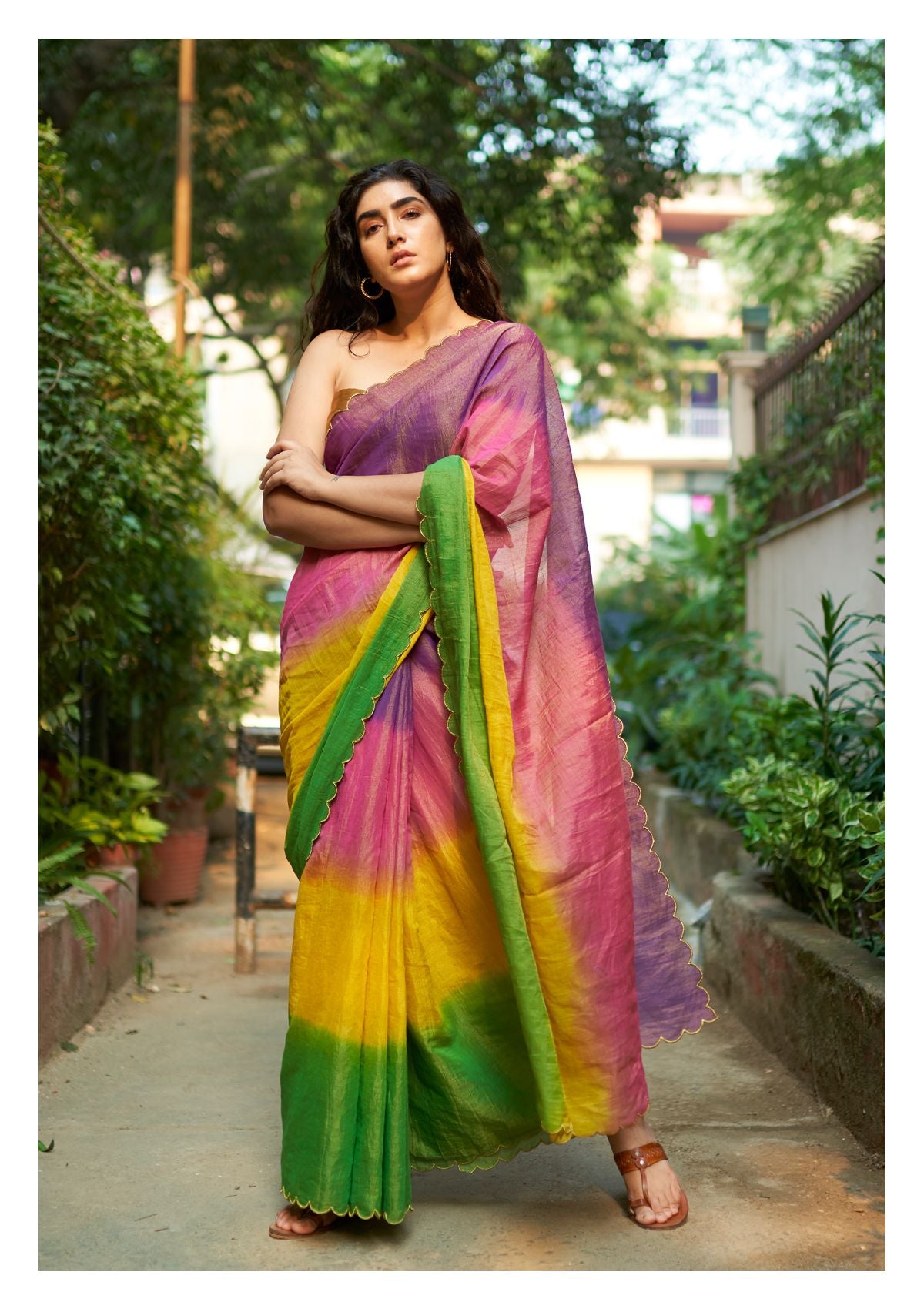 Rainbow Chanderi Tissue Saree