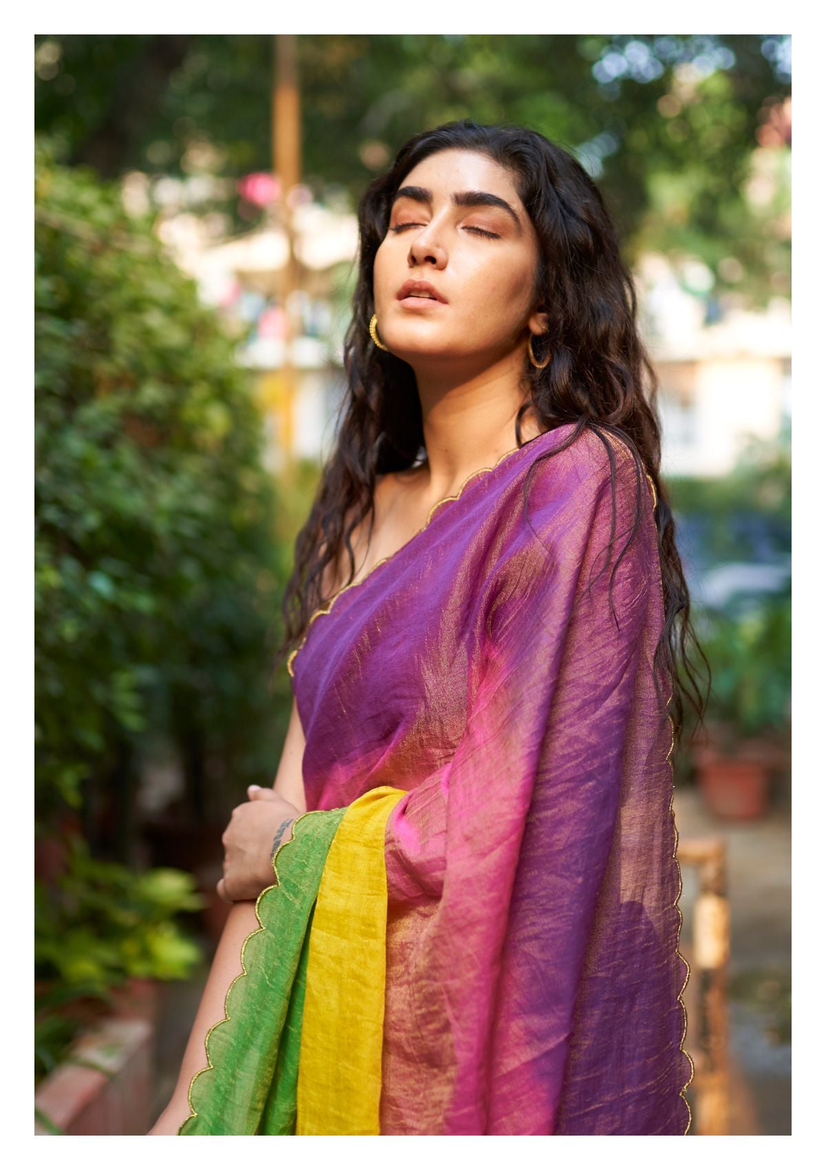 Rainbow Chanderi Tissue Saree