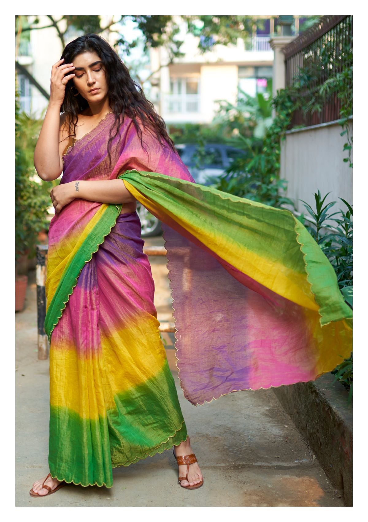 Rainbow Chanderi Tissue Saree