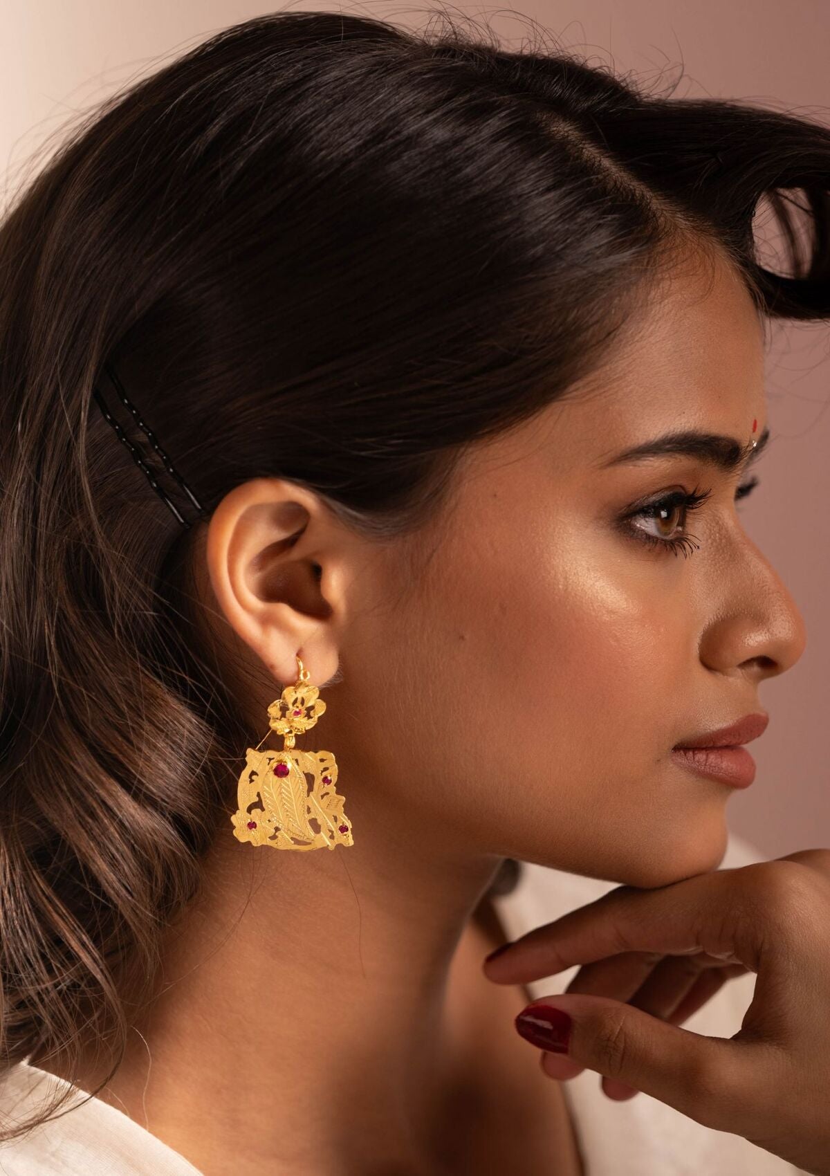 Rajni Gold Tone Silver Earrings