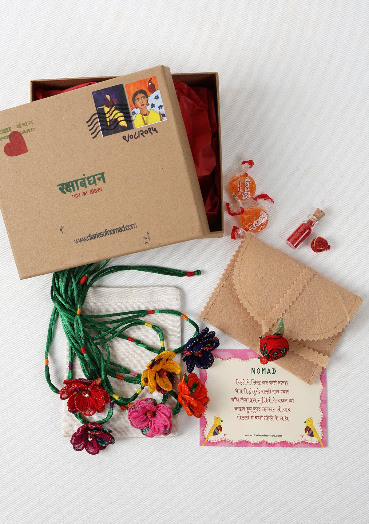 Daisies Textile Rakhi - Set of 6