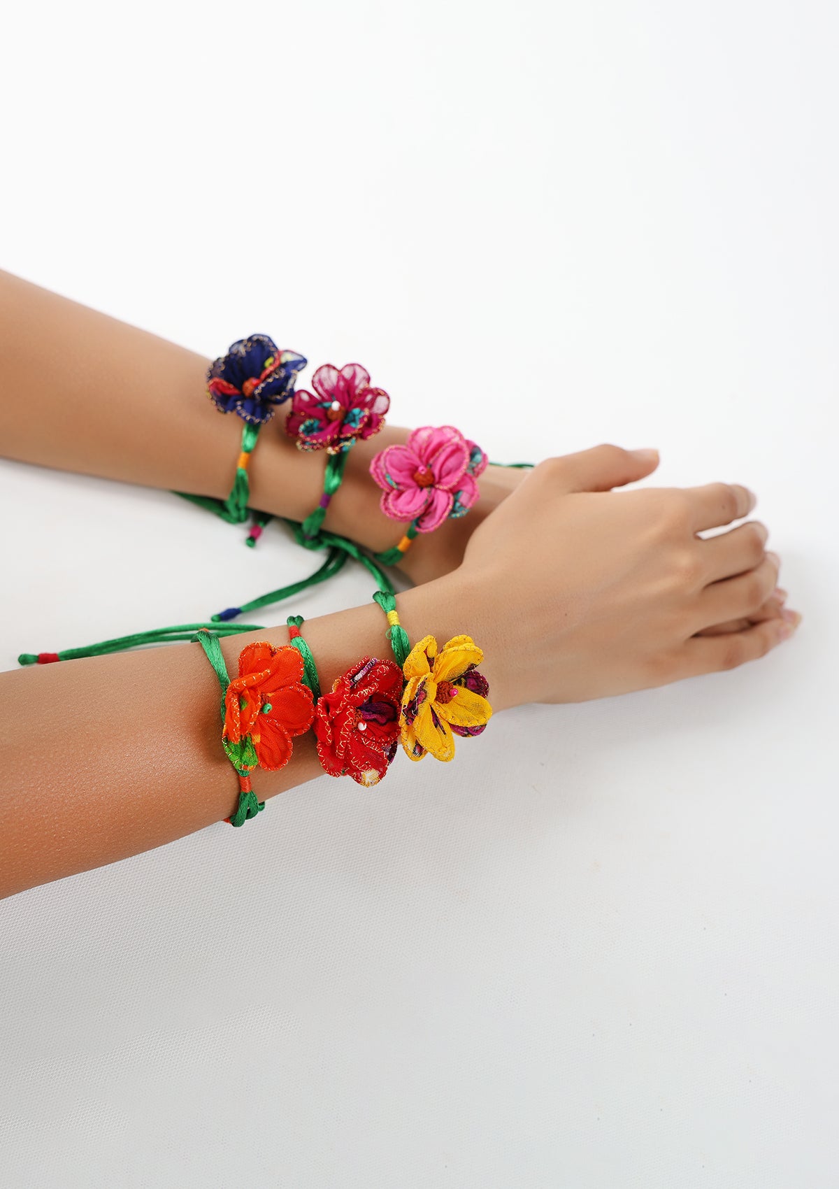 Daisies Textile Rakhi - Set of 6